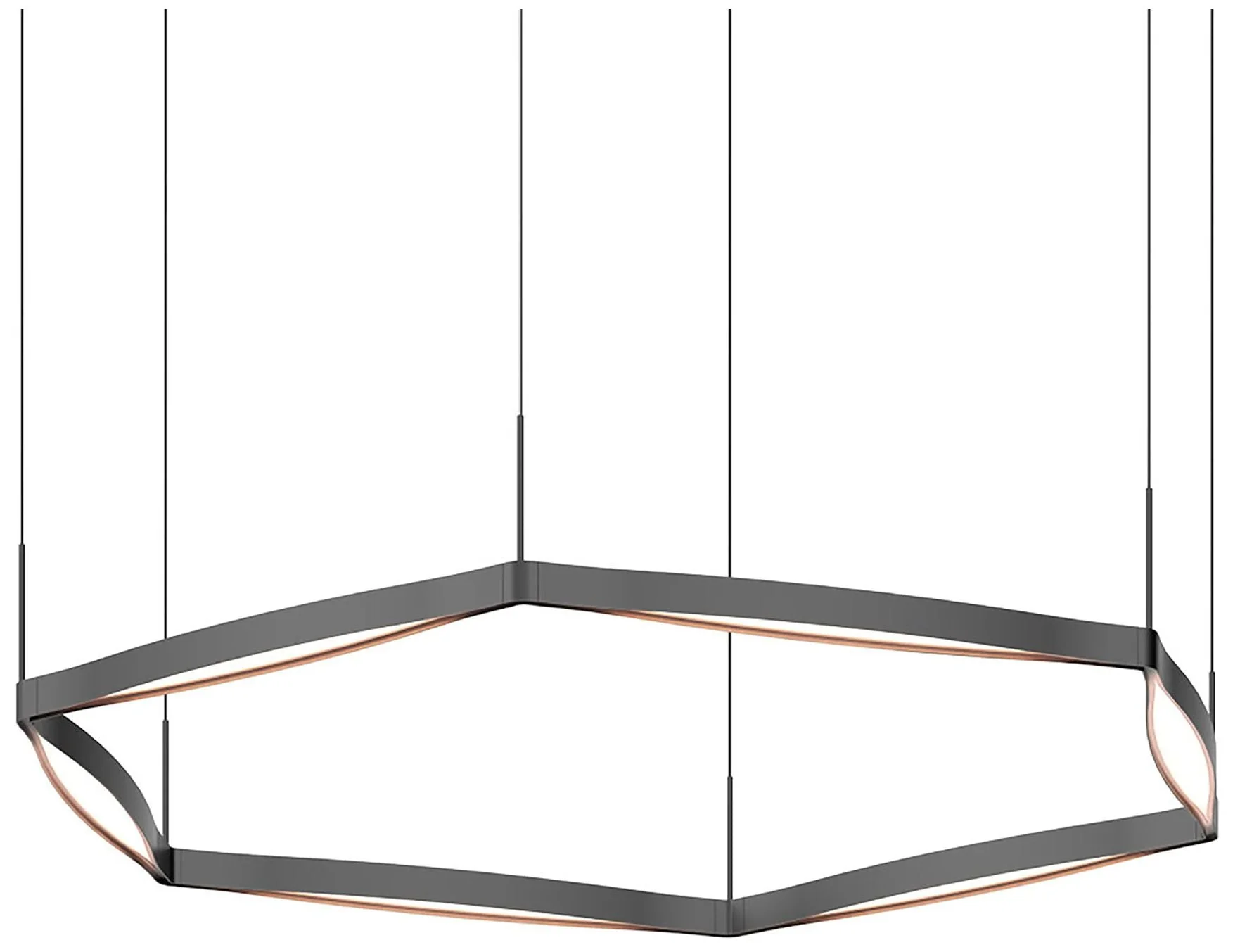 Ola 55" Wide 6-Light Satin Black LED Pendant - Image 1