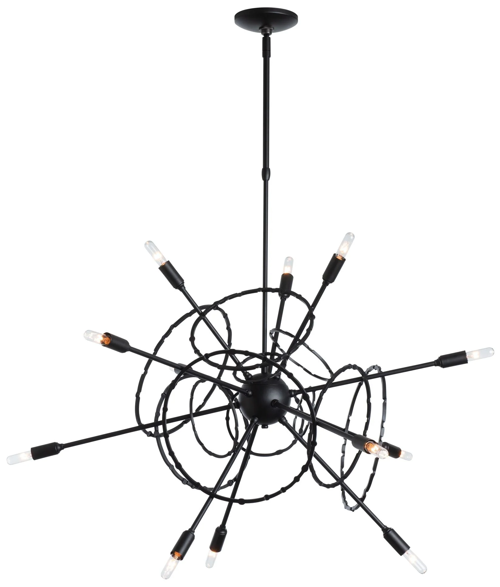 Olympus 12-Light Starburst Pendant - Black Finish - Standard Height - Image 1