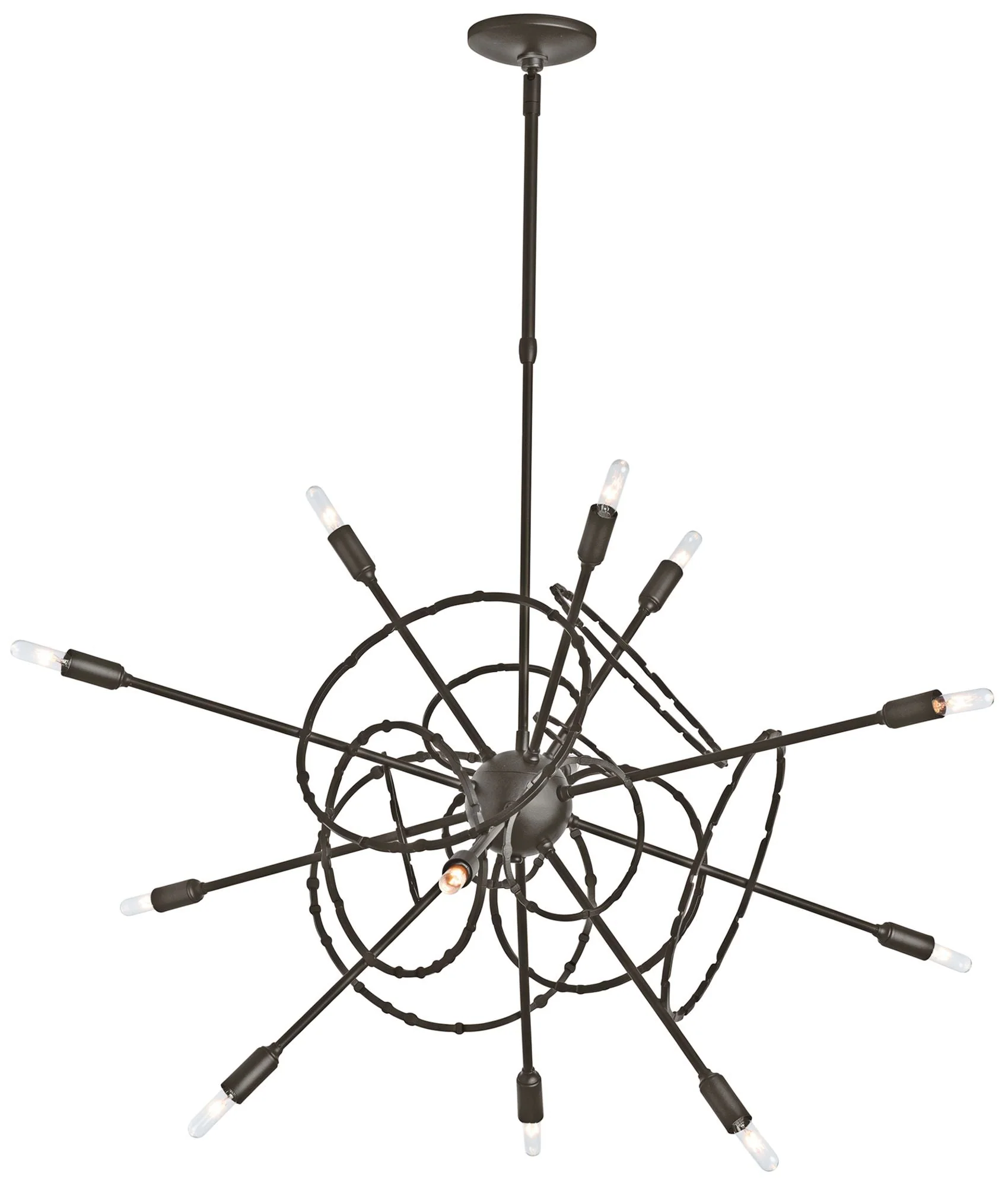 Olympus 12-Light Starburst Pendant - Bronze Finish - Standard Height - Image 1