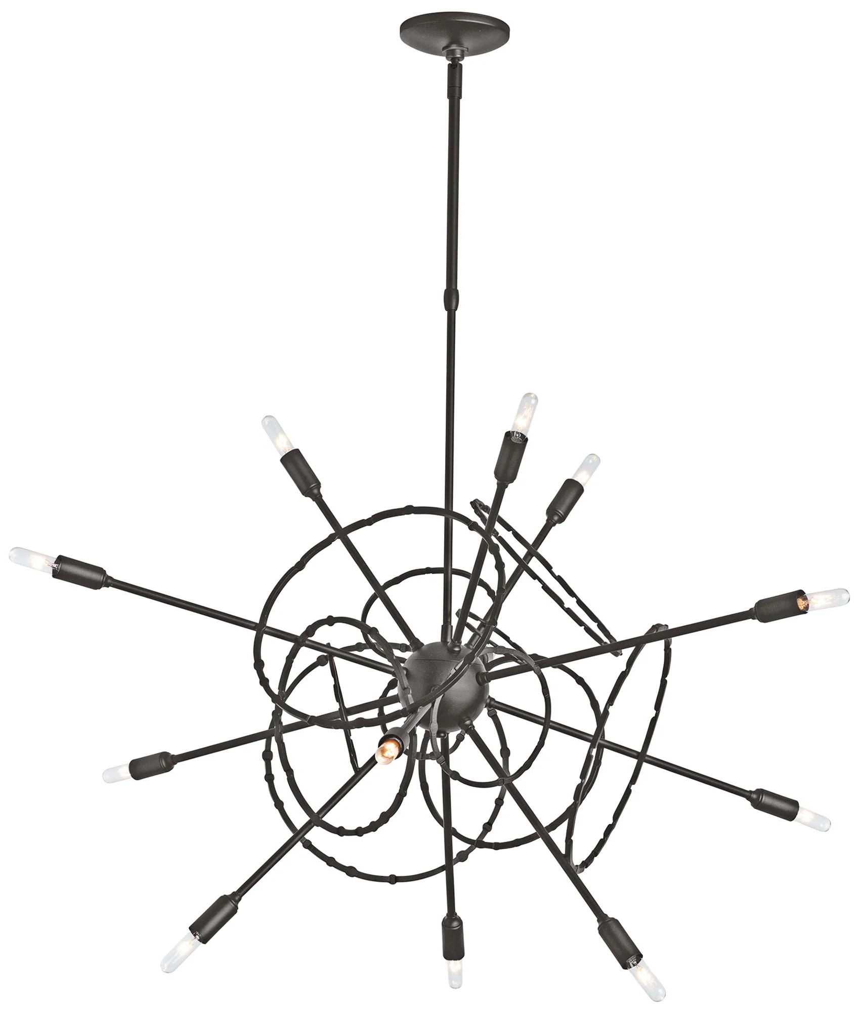 Olympus 12-Light Starburst Pendant - Dark Smoke Finish - Standard Height - Image 1