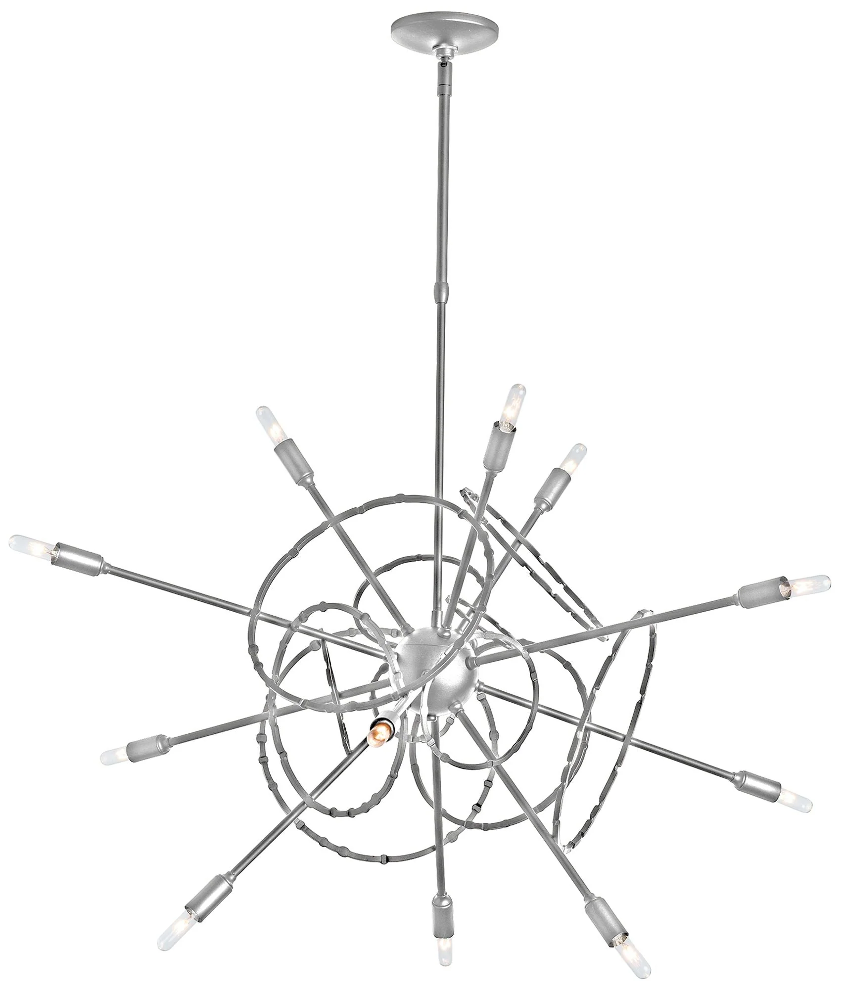 Olympus 12-Light Starburst Pendant - Sterling Finish - Standard Height - Image 1