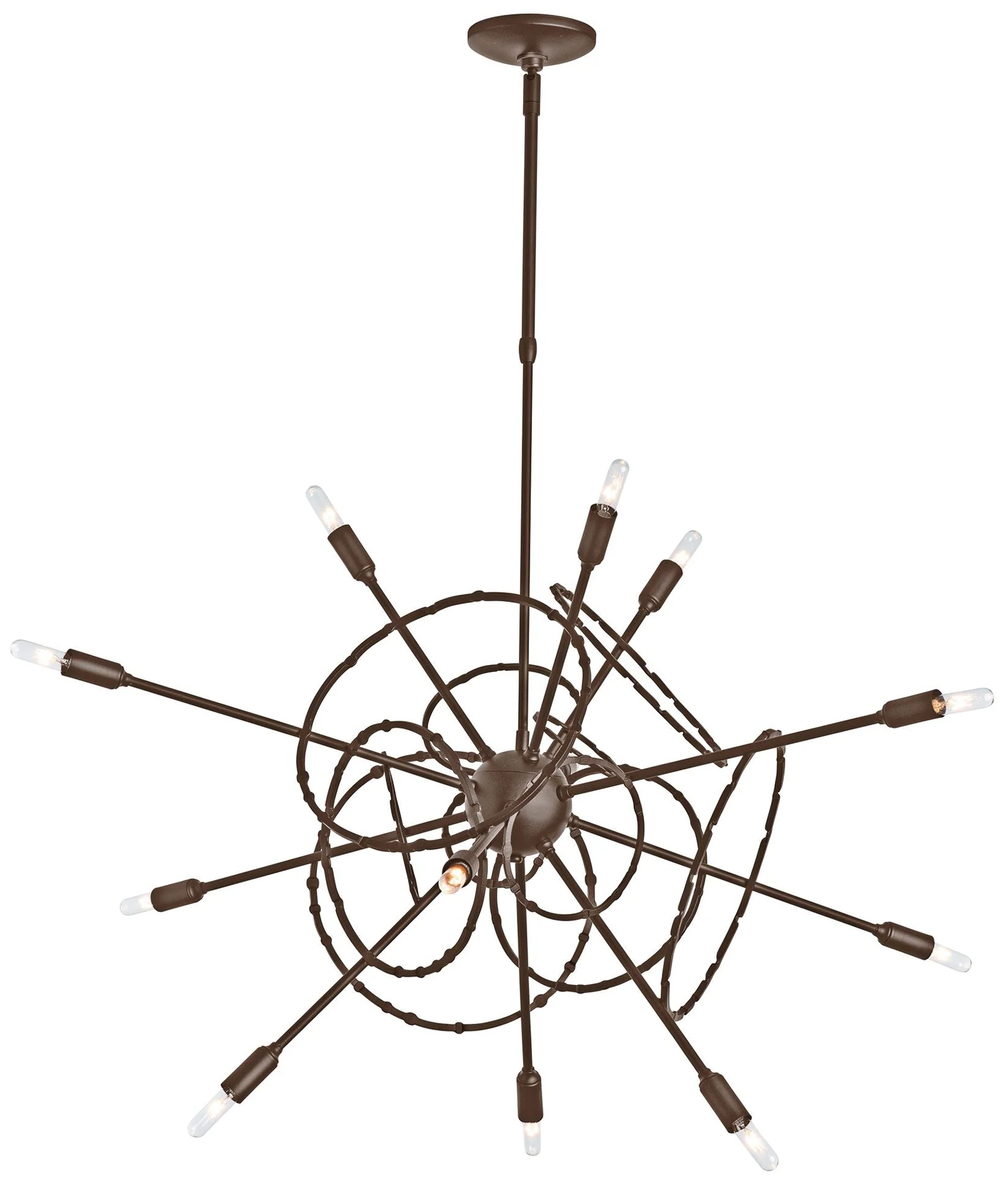 Olympus 33.2" Wide 12.Light Bronze Starburst Pendant - Image 1