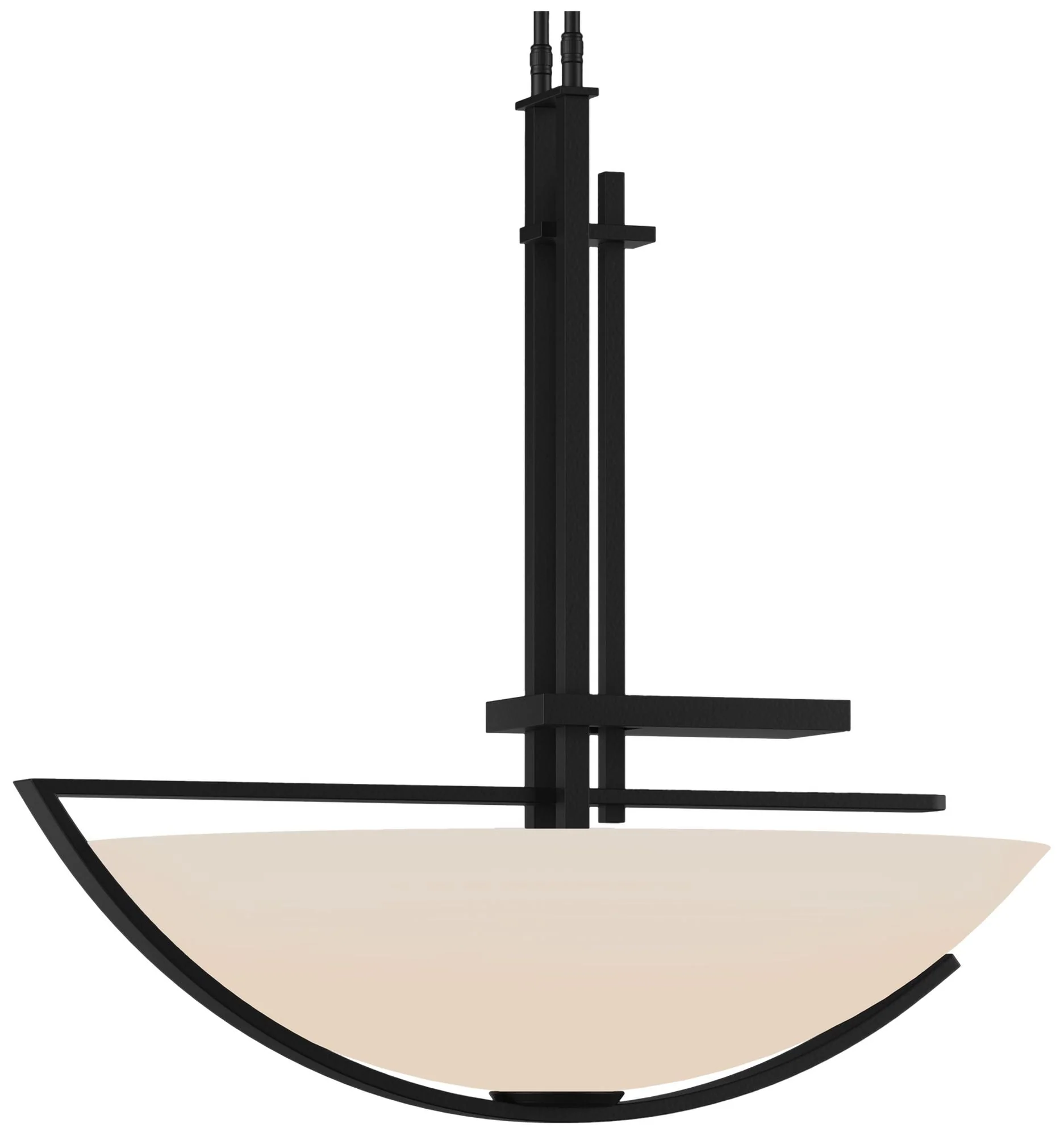 Ondrian 26" Wide Black Long Pendant With Opal Glass Shade - Image 1