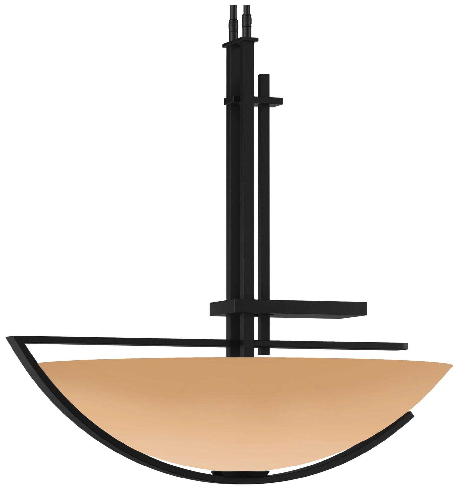Ondrian 26" Wide Black Long Pendant With Sand Glass Shade - Image 1