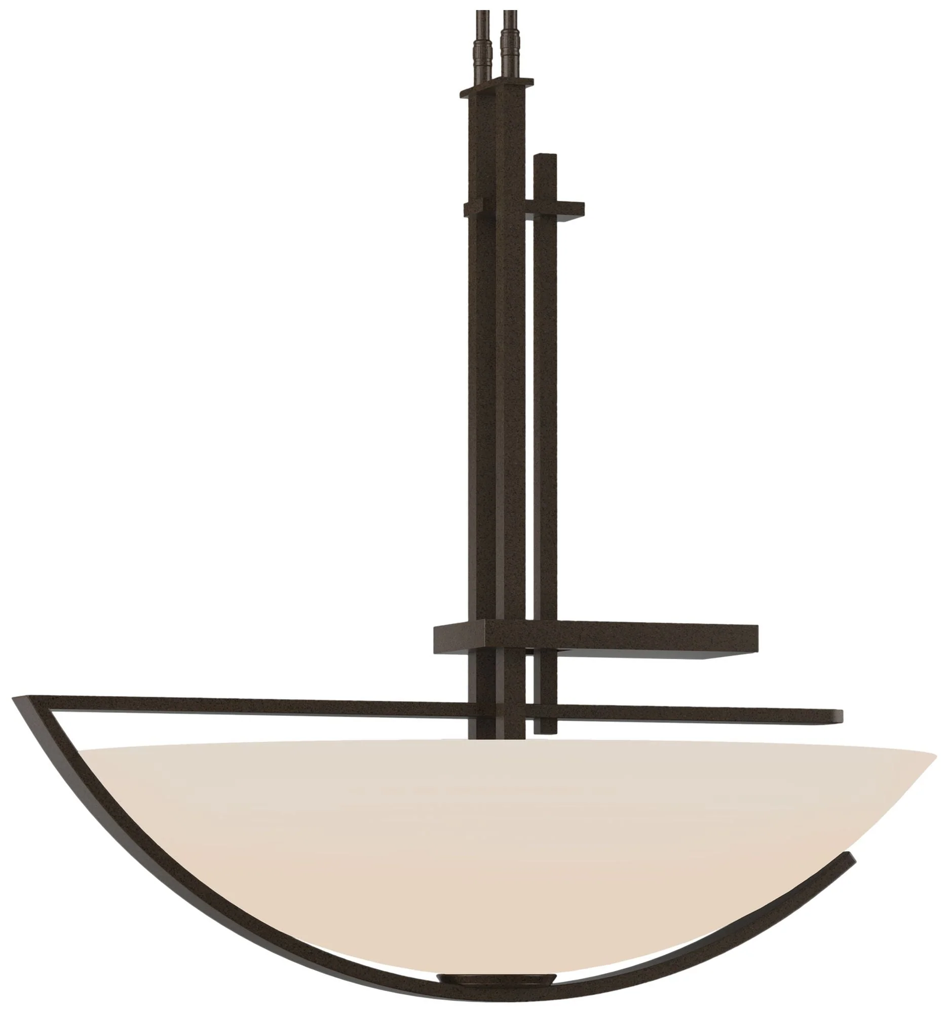 Ondrian 26" Wide Bronze Long Pendant With Opal Glass Shade - Image 1