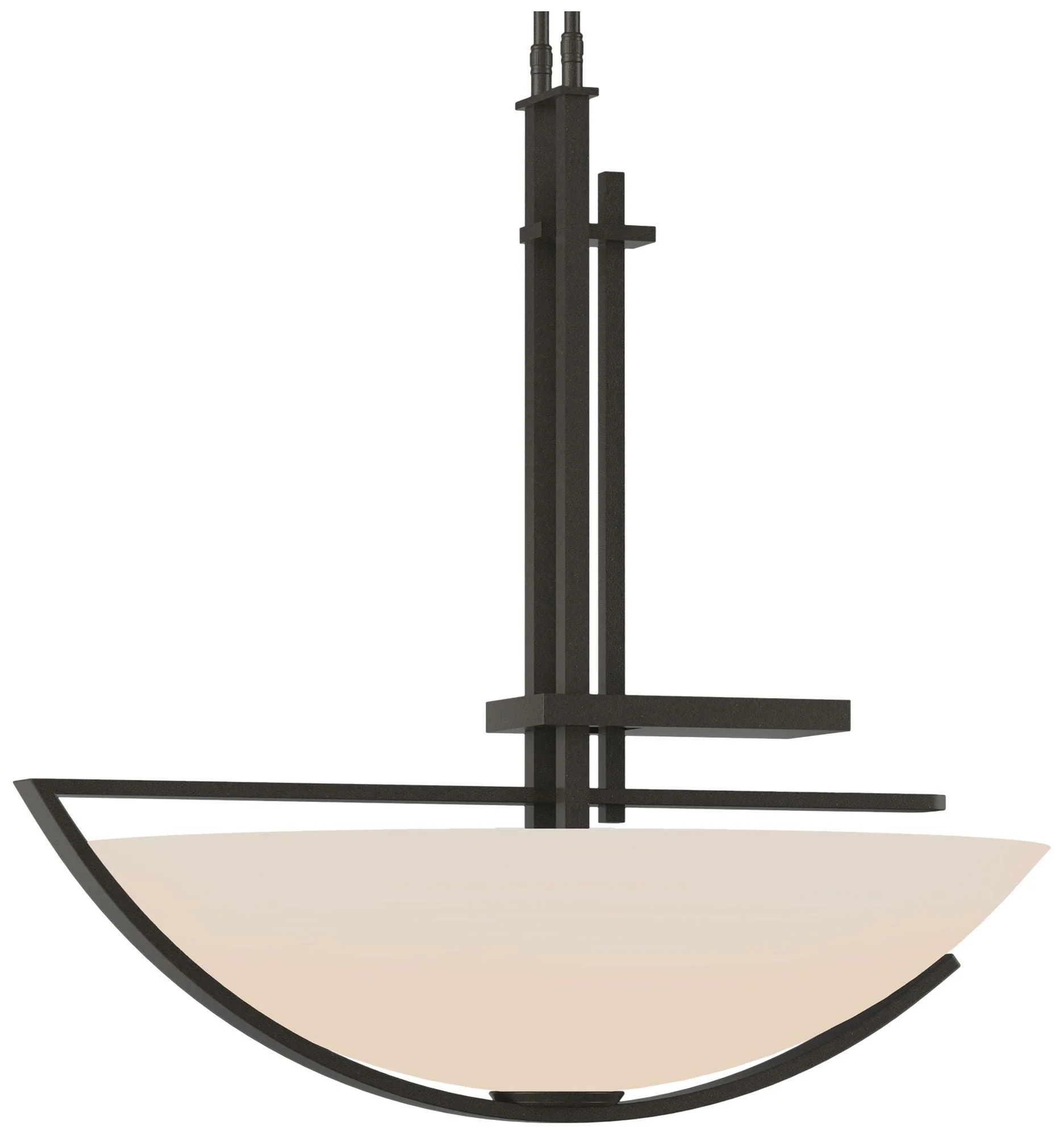 Ondrian 26" Wide Dark Smoke Long Pendant With Opal Glass Shade - Image 1