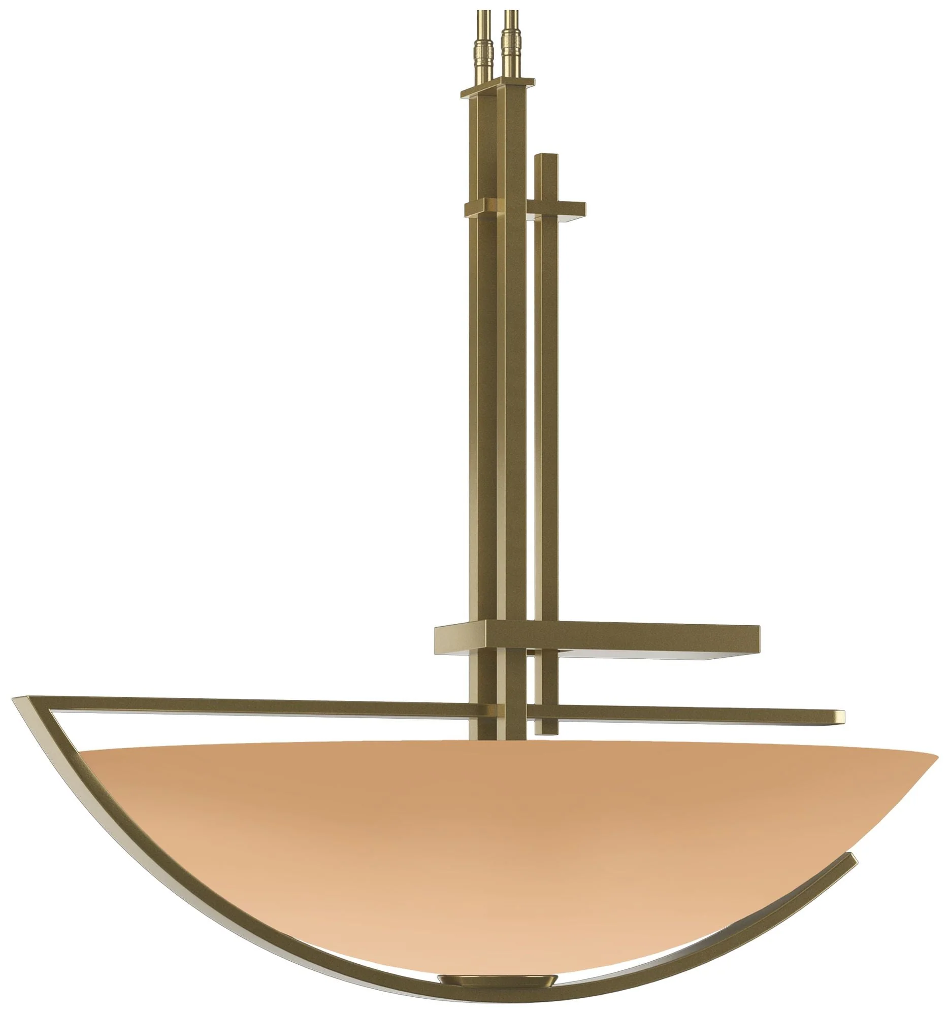 Ondrian 26" Wide Modern Brass Long Pendant With Sand Glass Shade - Image 1