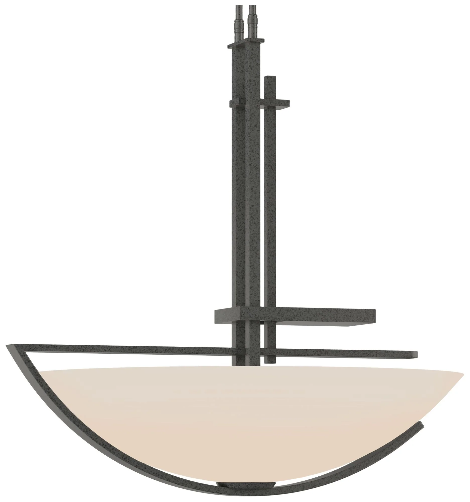 Ondrian 26" Wide Natural Iron Long Pendant With Opal Glass Shade - Image 1
