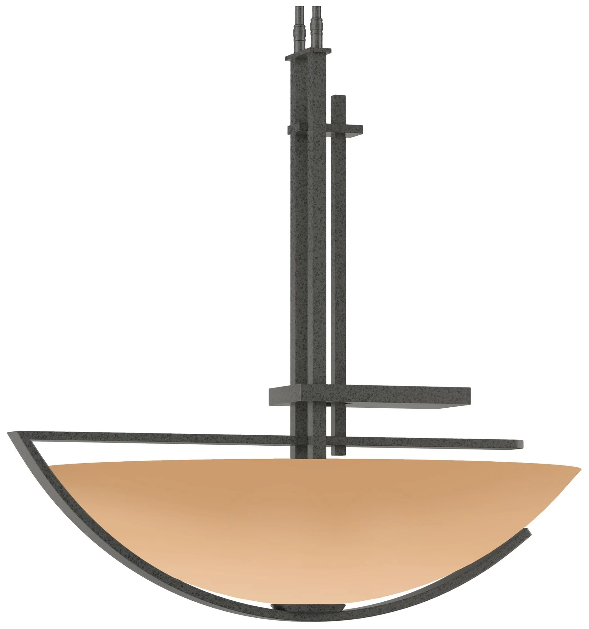 Ondrian 26" Wide Natural Iron Long Pendant With Sand Glass Shade - Image 1