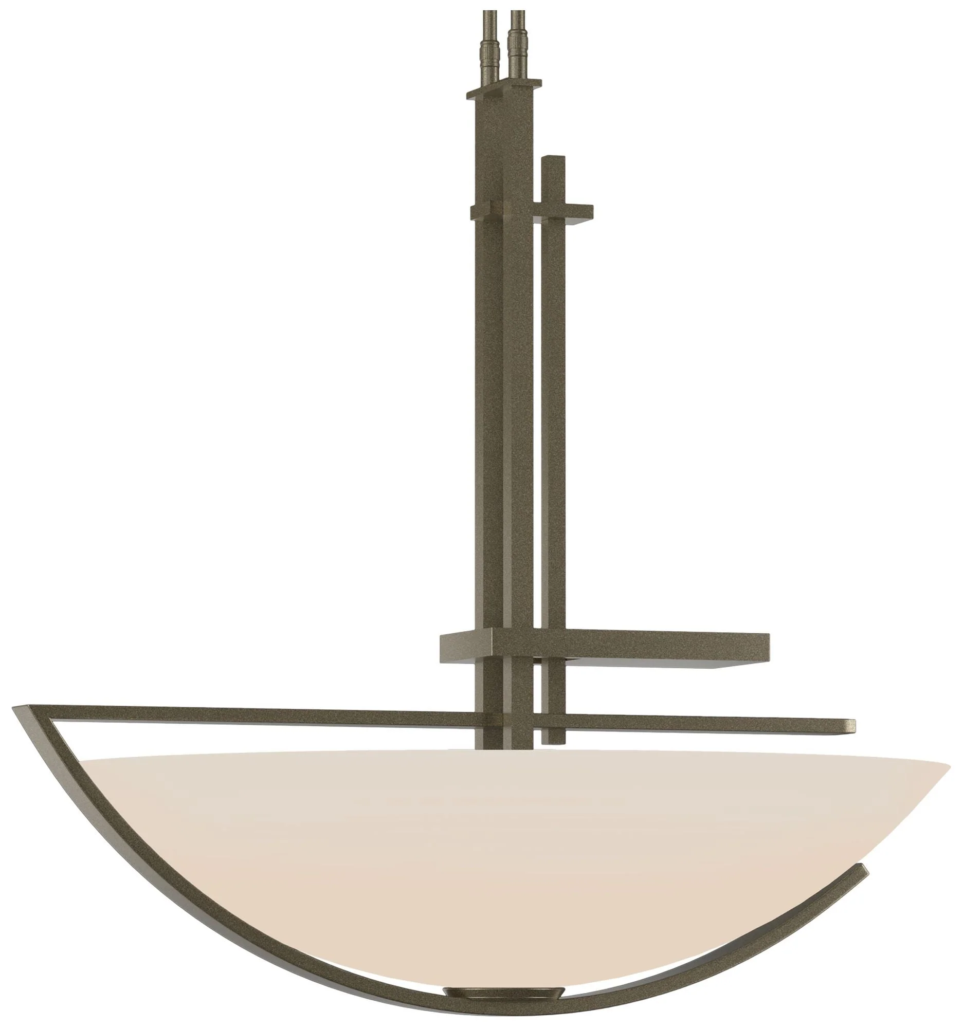 Ondrian 26" Wide Soft Gold Long Pendant With Opal Glass Shade - Image 1