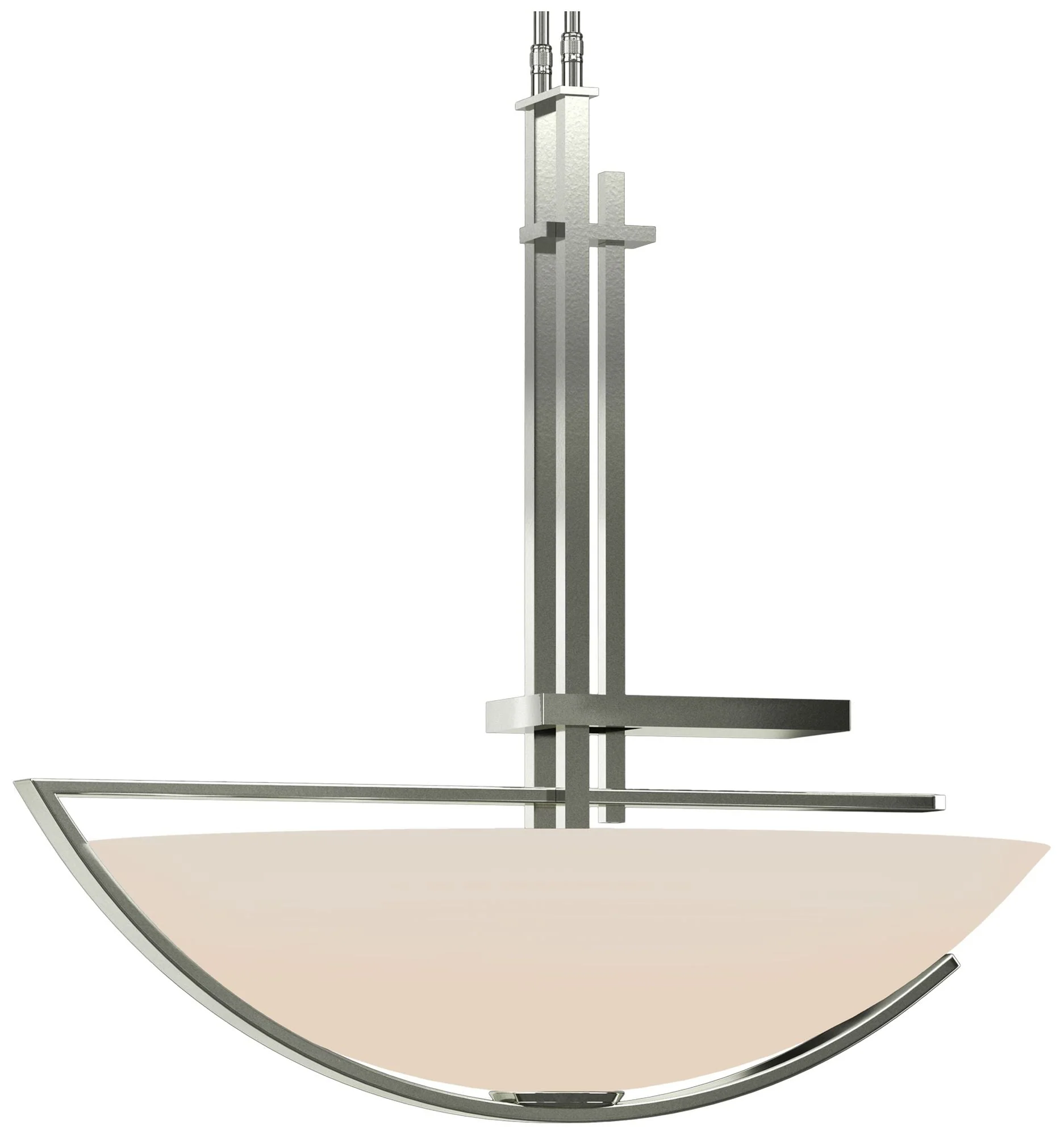 Ondrian 26" Wide Sterling Long Pendant With Opal Glass Shade - Image 1