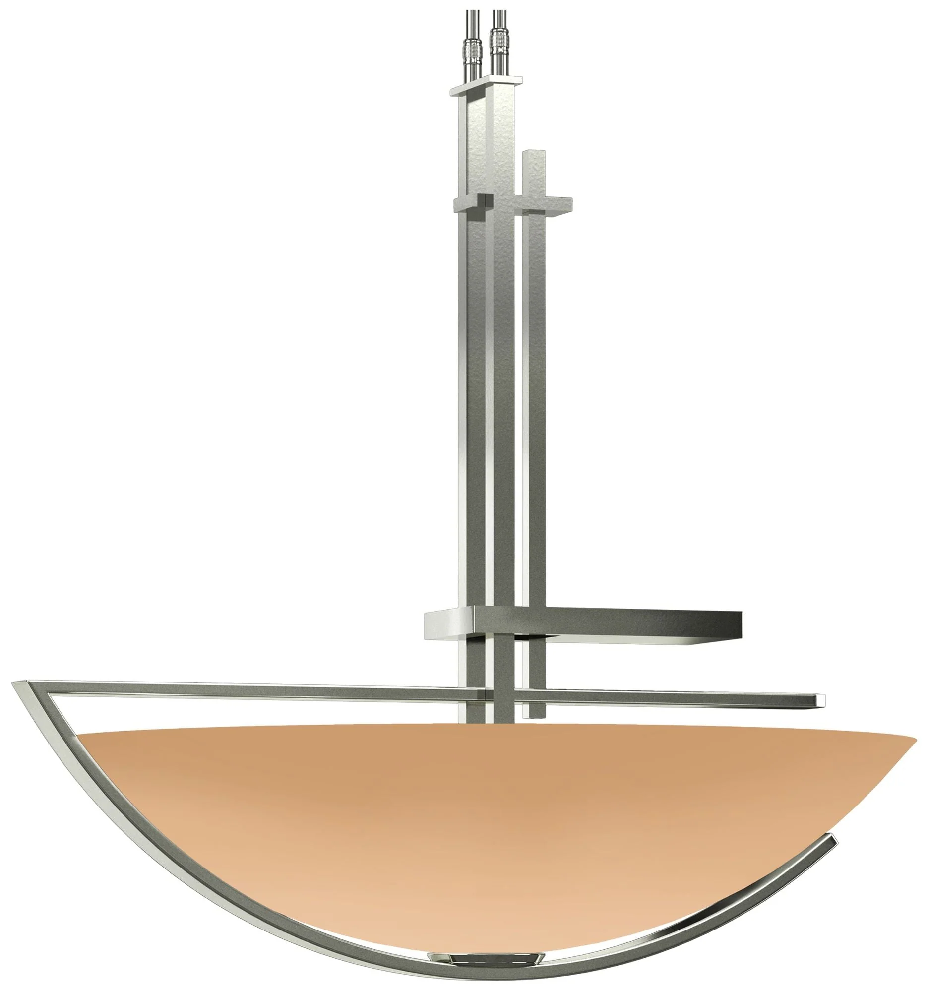 Ondrian 26" Wide Sterling Long Pendant With Sand Glass Shade - Image 1