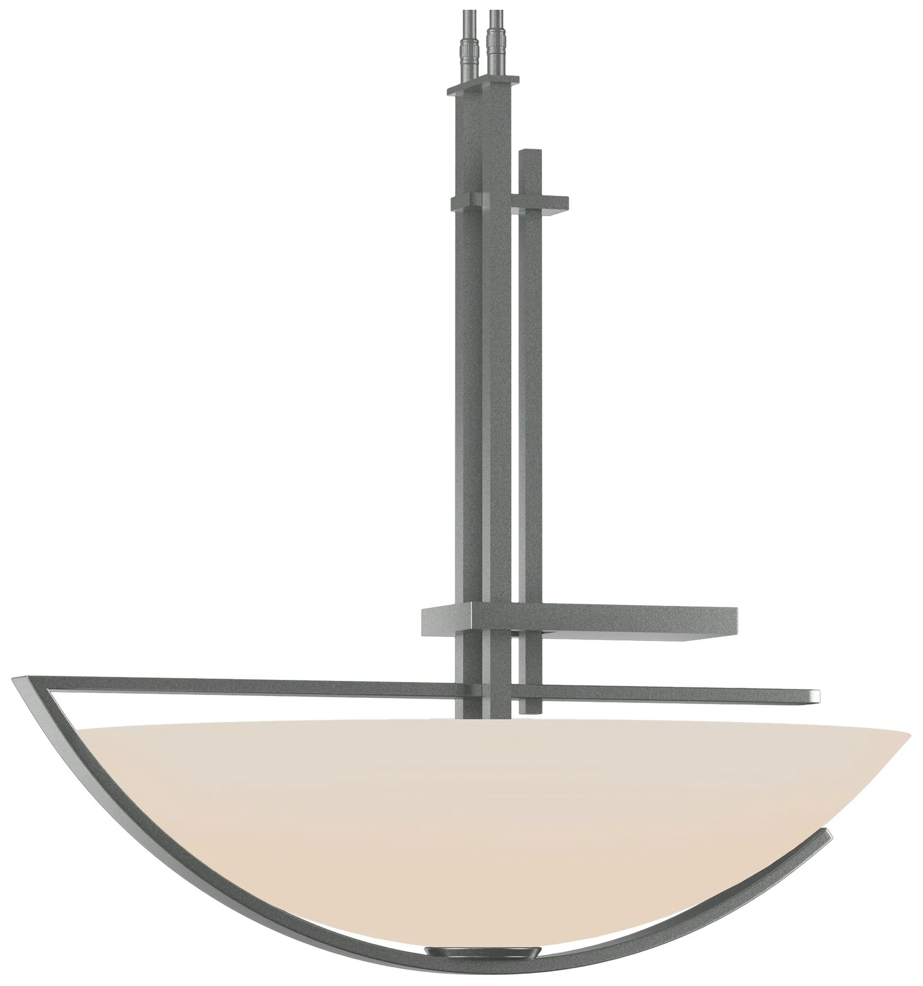 Ondrian 26" Wide Vintage Platinum Long Pendant With Opal Glass Shade - Image 1