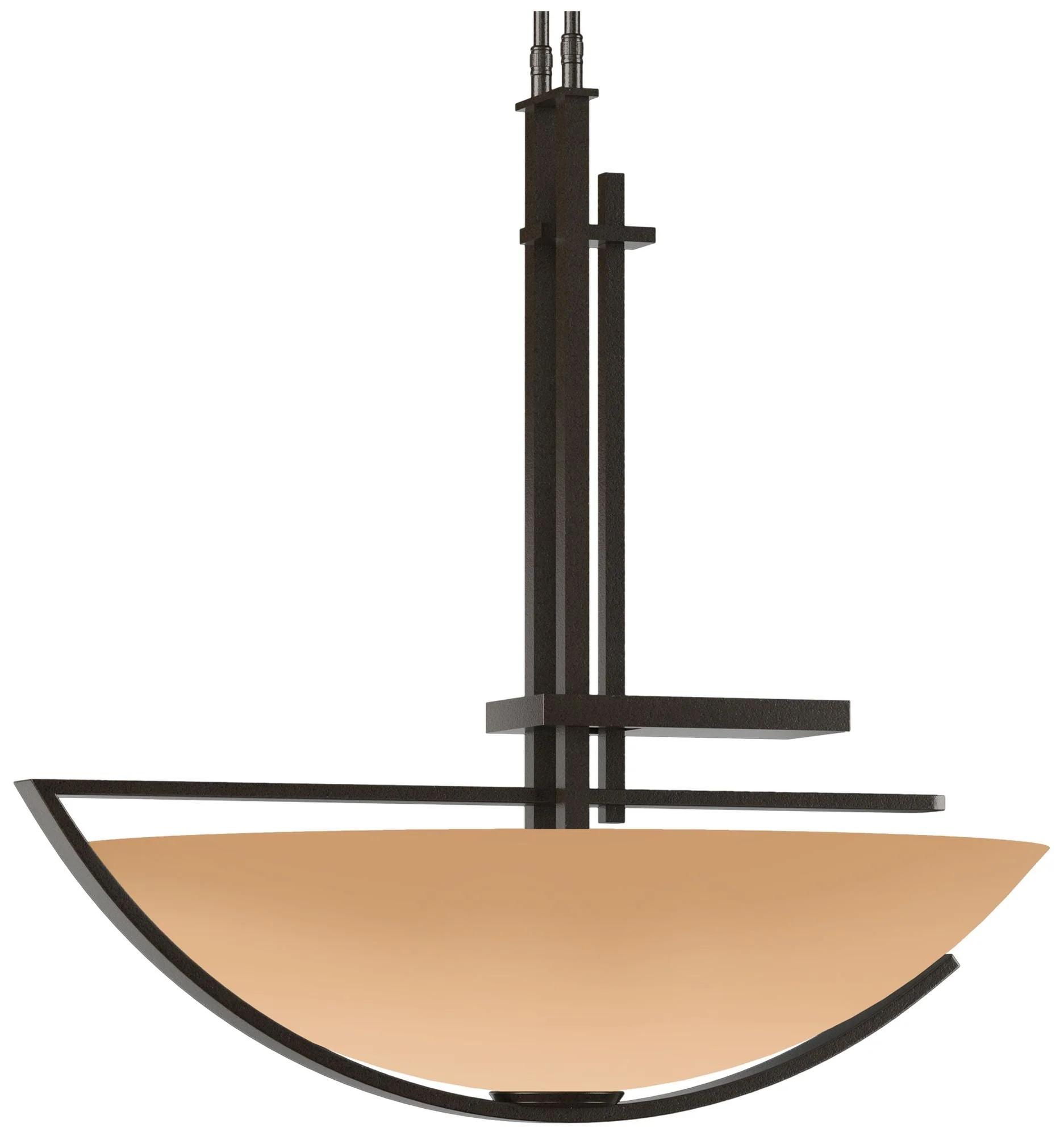 Ondrian 26"W Oil Rubbed Bronze Long Pendant With Sand Glass Shade - Image 1