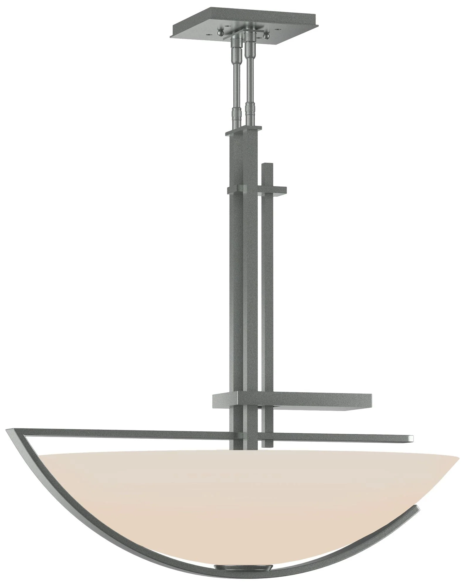 Ondrian 26"W Vintage Platinum Standard Pendant With Opal Glass Shade - Image 1