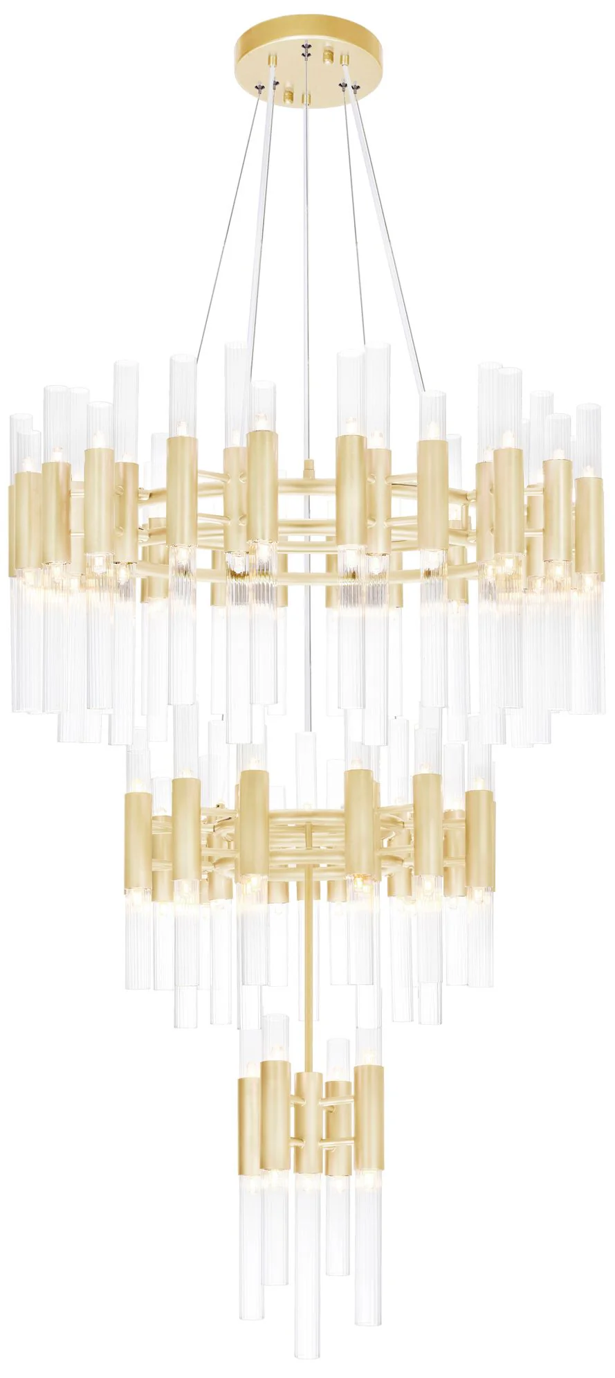 Orgue 123 Light Chandelier With Satin Gold Finish - Image 1