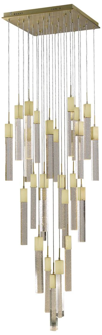 Original Glacier 28" Wide Brushed Brass 25-Light LED Pendant - Image 1
