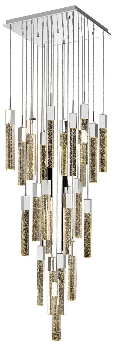 Original Glacier 28"W Polished Chrome 25-Light LED Pendant - Image 1
