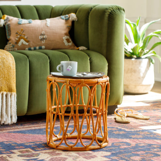 Surya Odyssey Modern Rattan Round Accent Side Table OSY-002 - Image 1