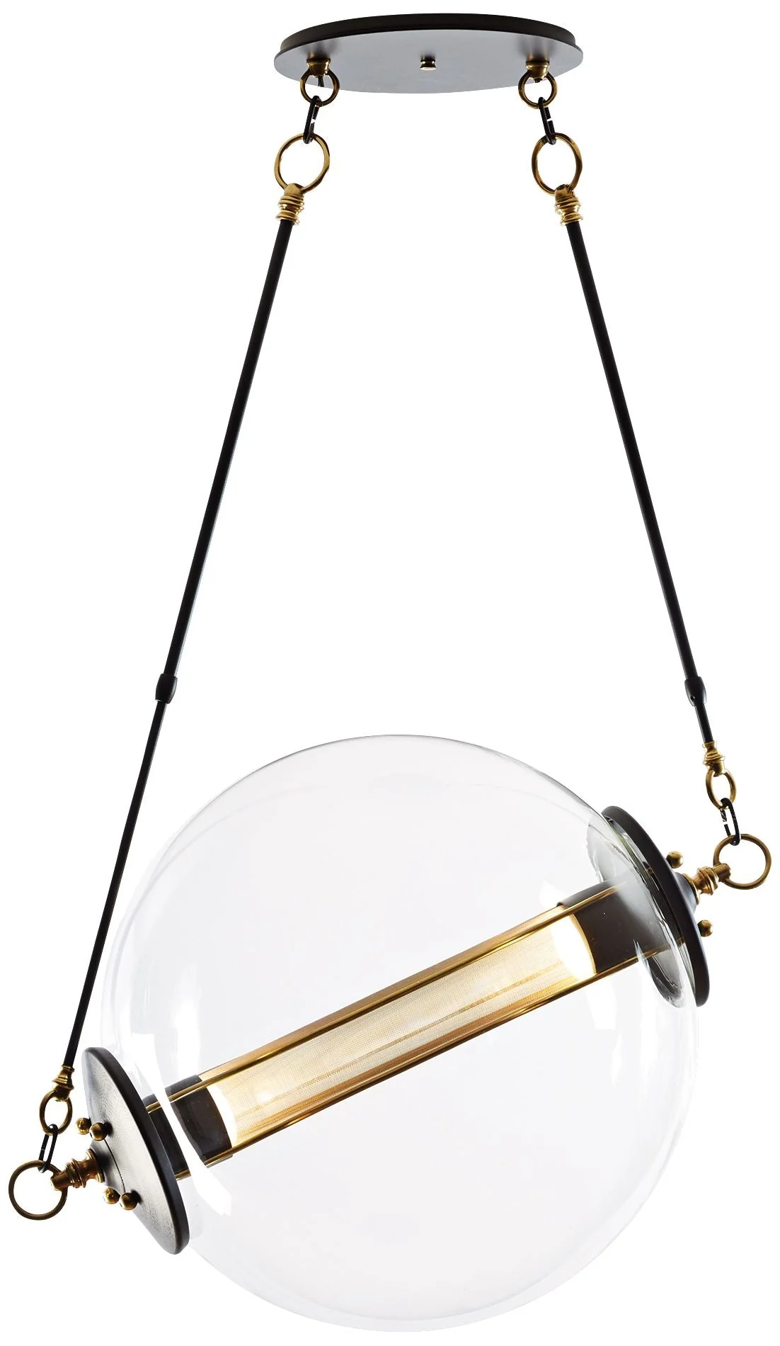 Otto 28 1/2" Wide Brass with Black Pendant Light - Image 2