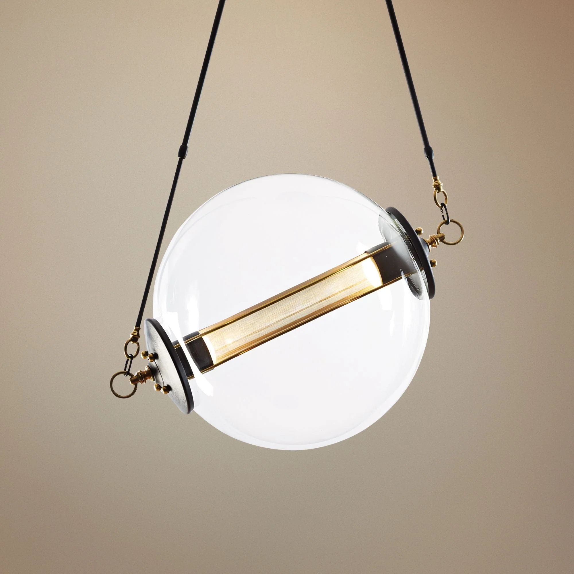 Otto 28 1/2" Wide Brass with Black Pendant Light - Image 1