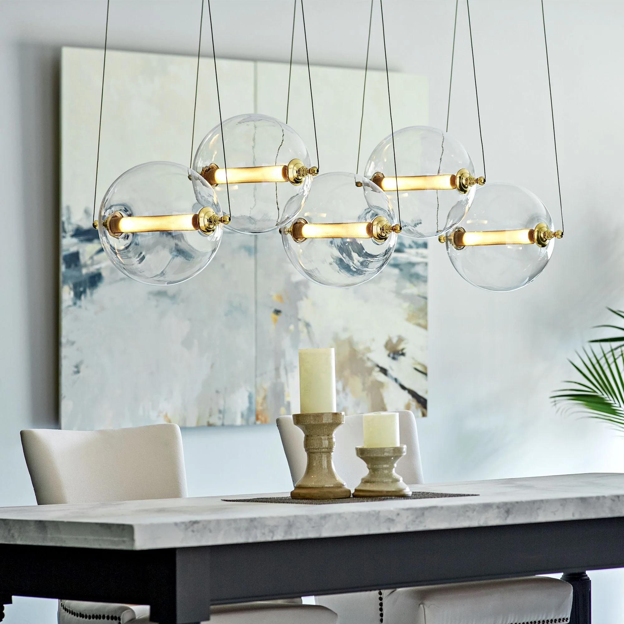 Otto Sphere 57" Wide 5-Globe Black Multi-Light Pendant - Image 1