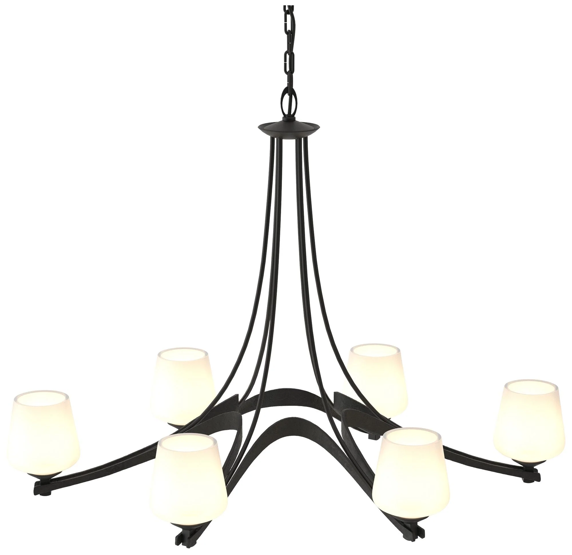 Oval Ribbon 38.5" Wide 6 Arm Black Chandelier With Opal Glass - Image 1