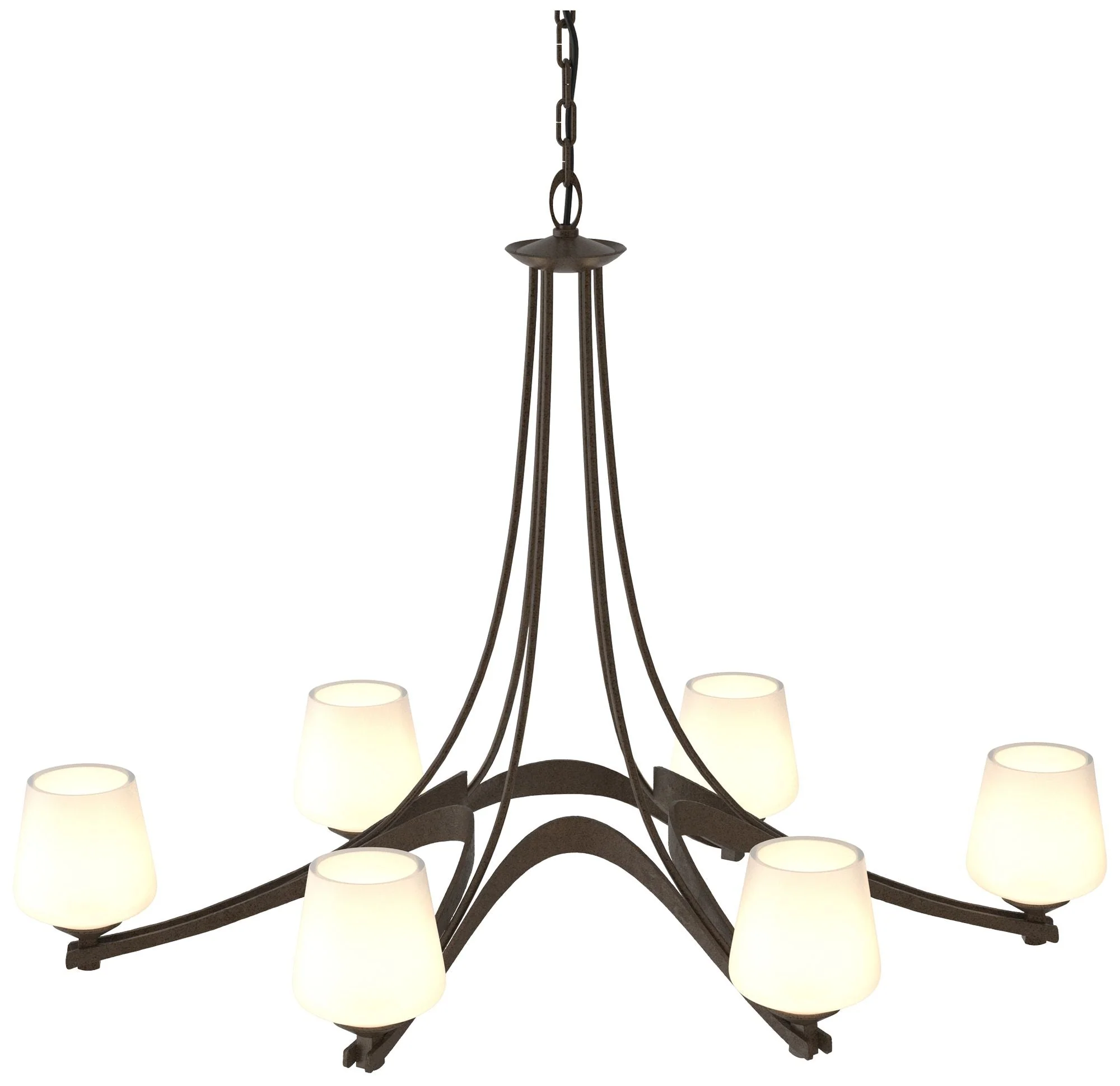 Oval Ribbon 38.5" Wide 6 Arm Bronze Chandelier With Opal Glass - Image 1