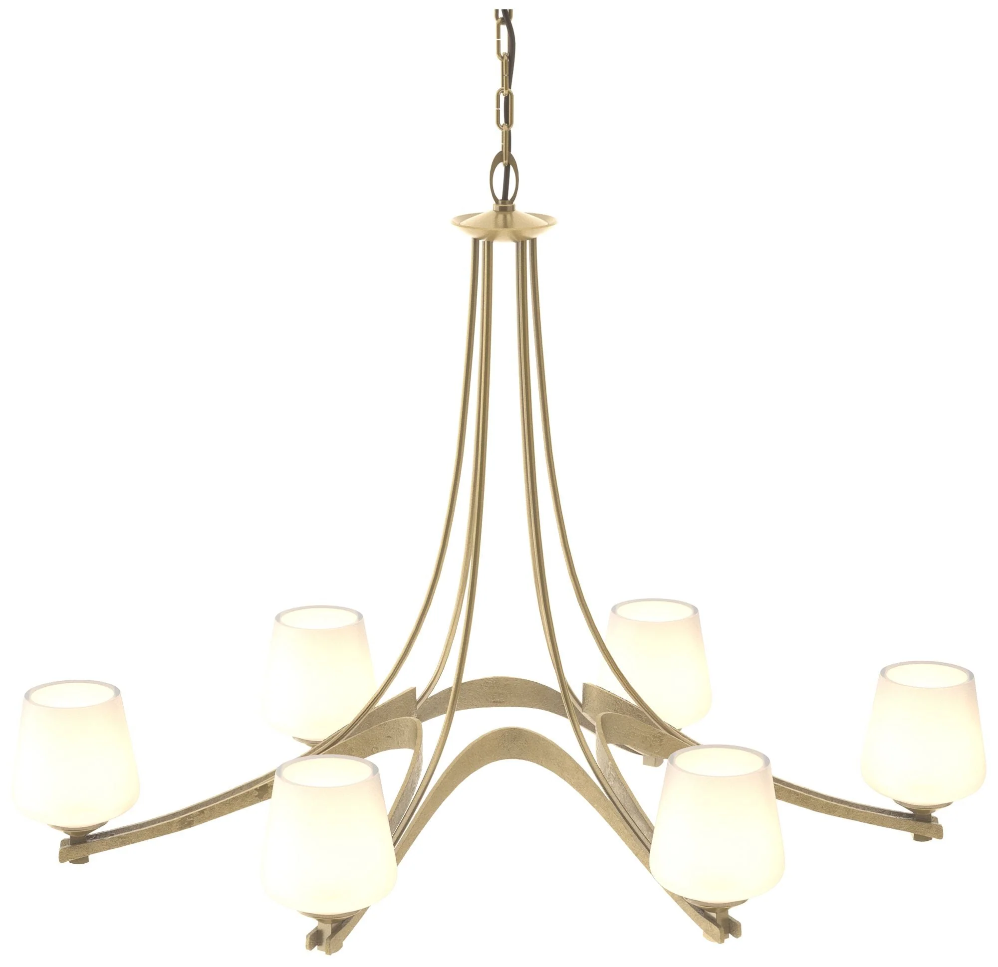 Oval Ribbon 38.5" Wide 6 Arm Modern Brass Chandelier With Opal Glass - Image 1