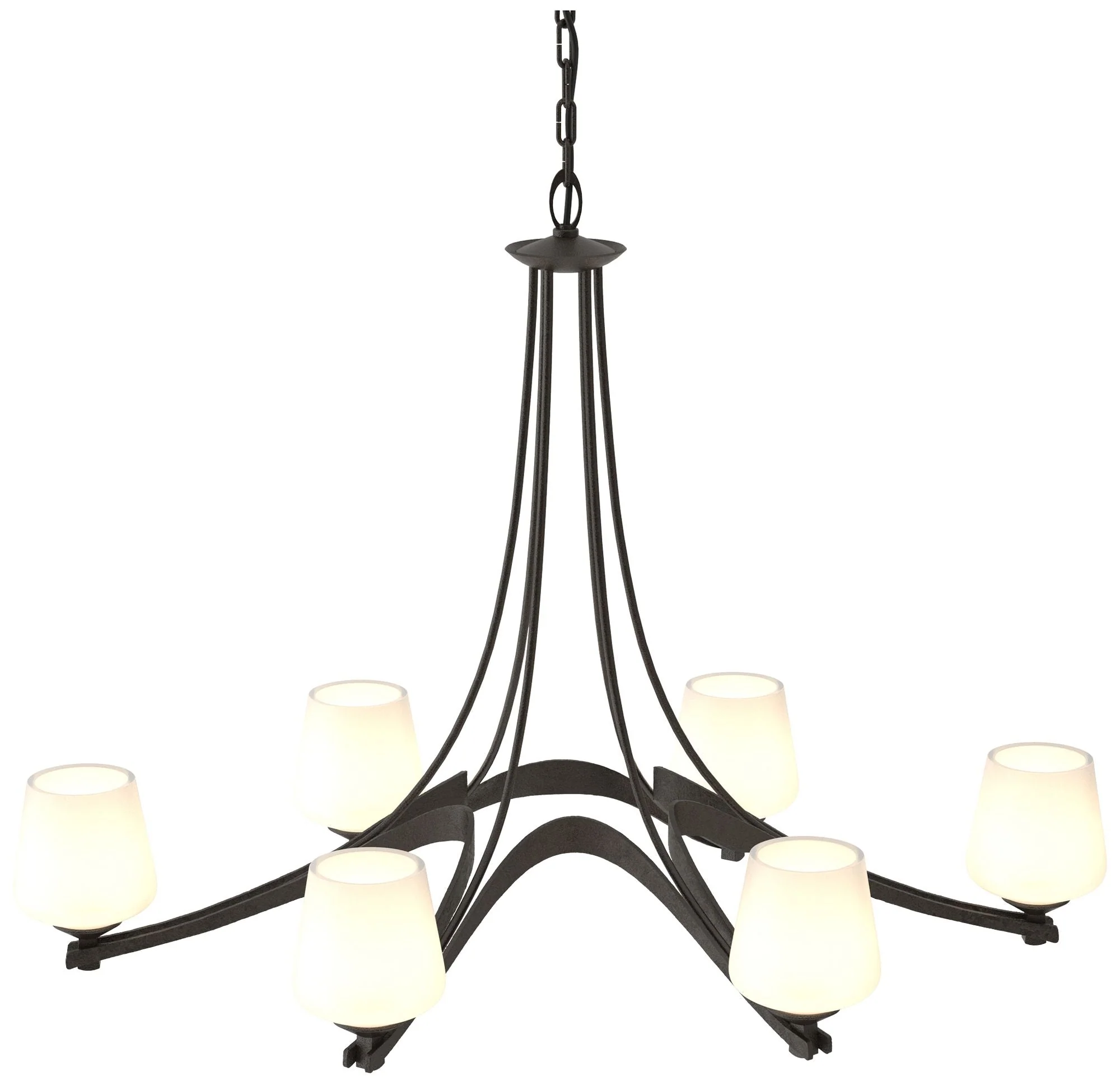 Oval Ribbon 38.5" Wide 6 Arm Oil Rubbed Bronze Chandelier With Opal Gl - Image 1