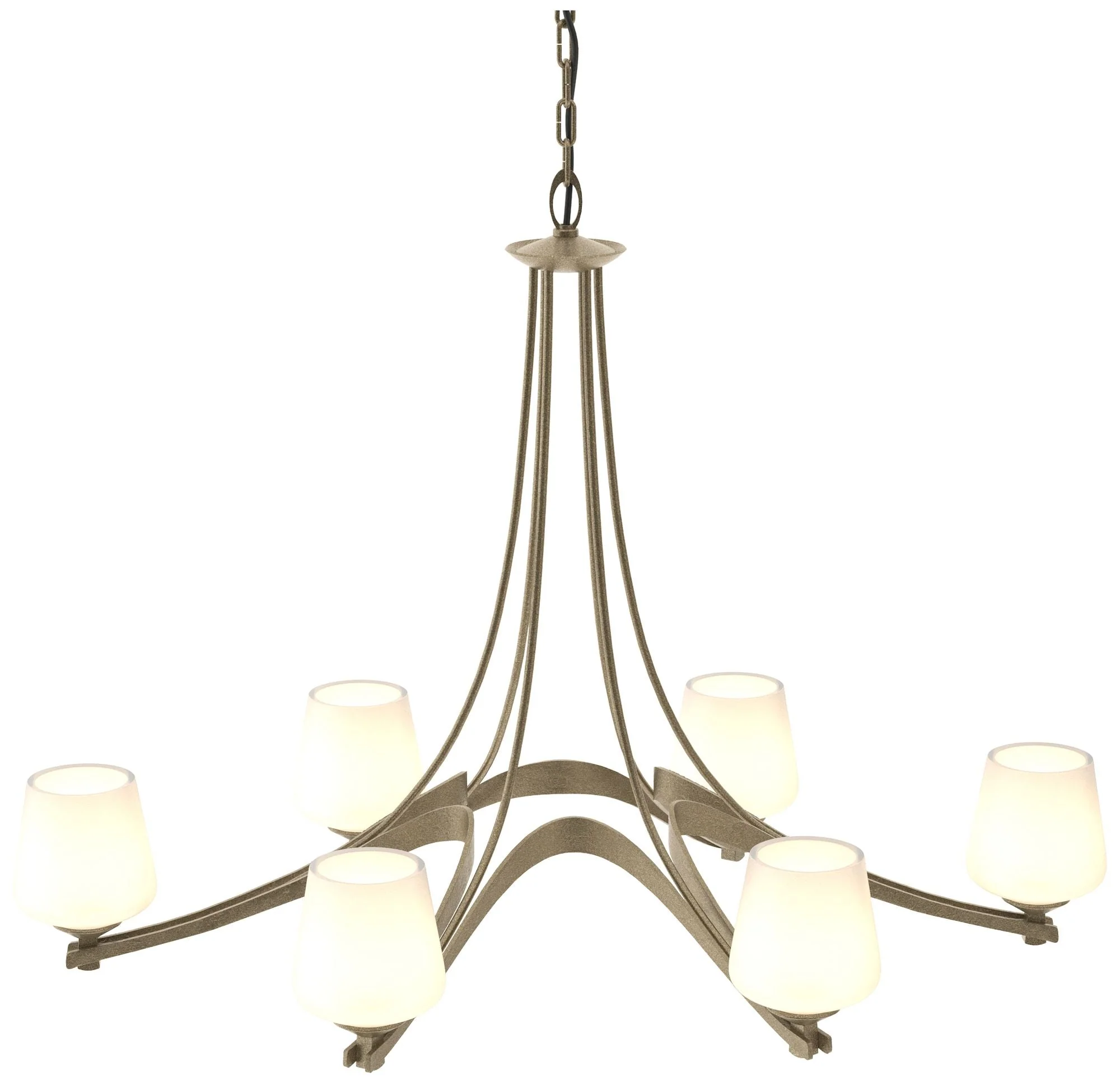 Oval Ribbon 38.5" Wide 6 Arm Soft Gold Chandelier With Opal Glass - Image 1