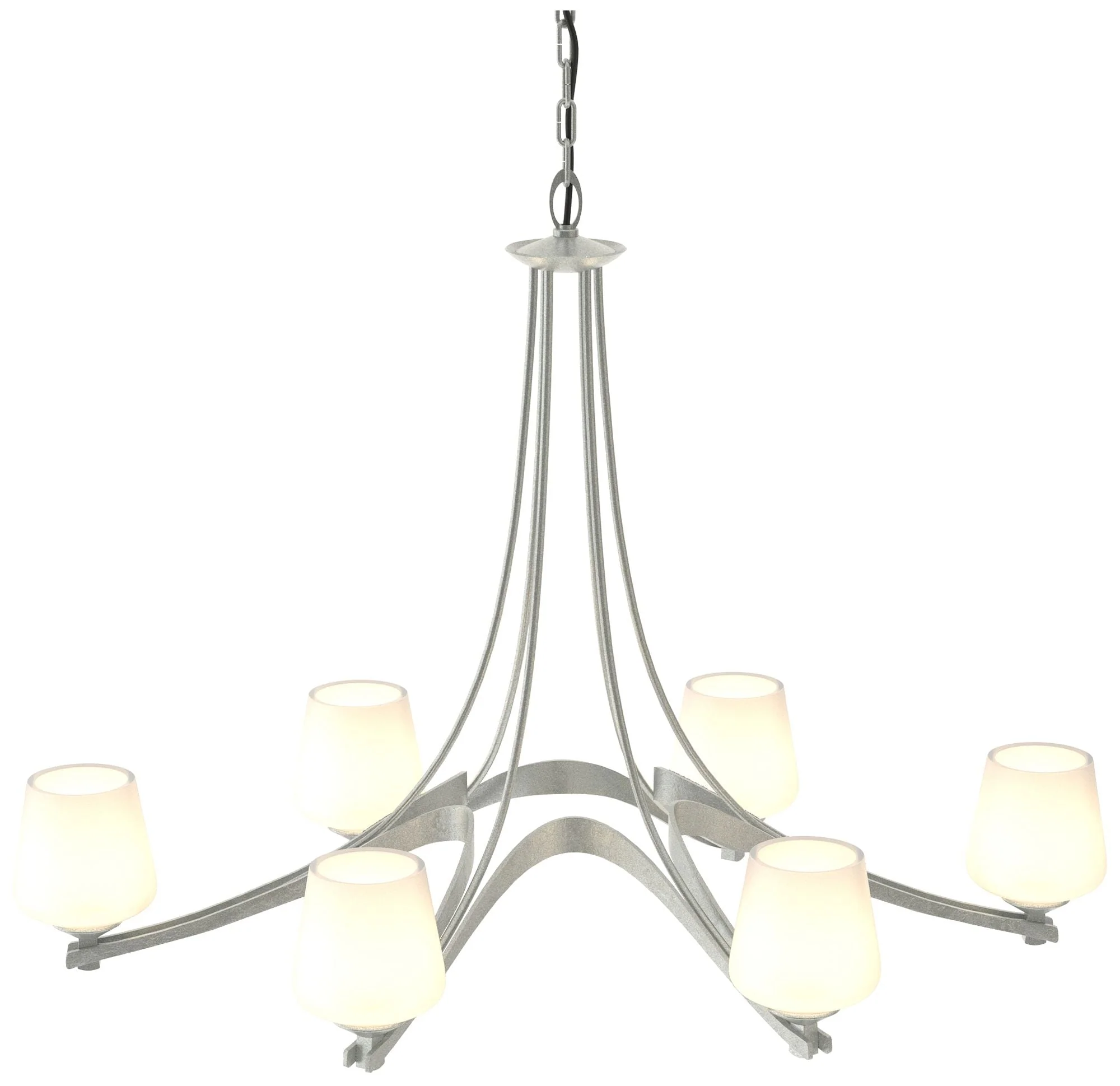 Oval Ribbon 38.5" Wide 6 Arm Vintage Platinum Chandelier With Opal Gla - Image 1
