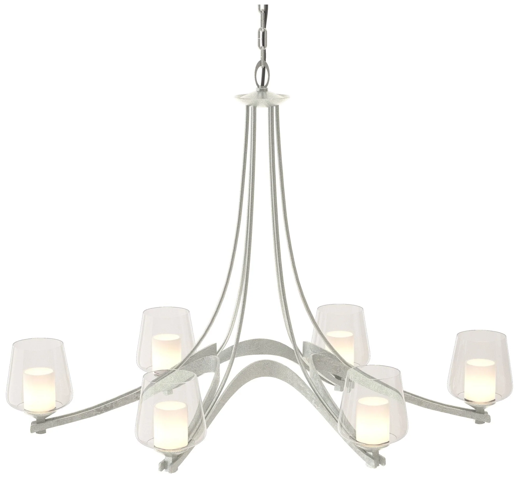 Oval Ribbon 38.5"W 6 Arm  Chandelier w/ Opal and Clear Glass - Image 1