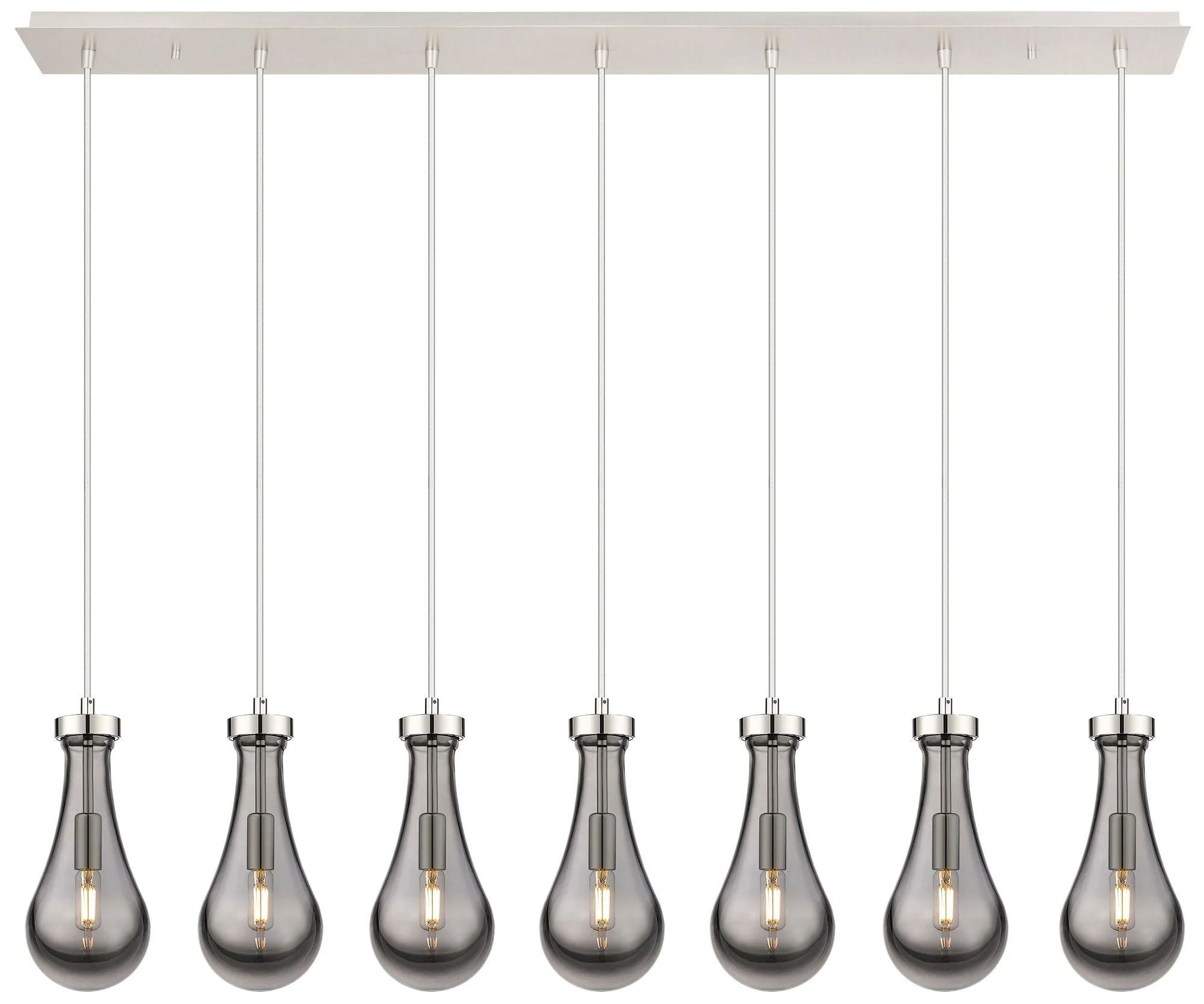 Owego 48.88" Wide 7 Light Brushed Brass Linear Pendant w/ Light Smoke - Image 1