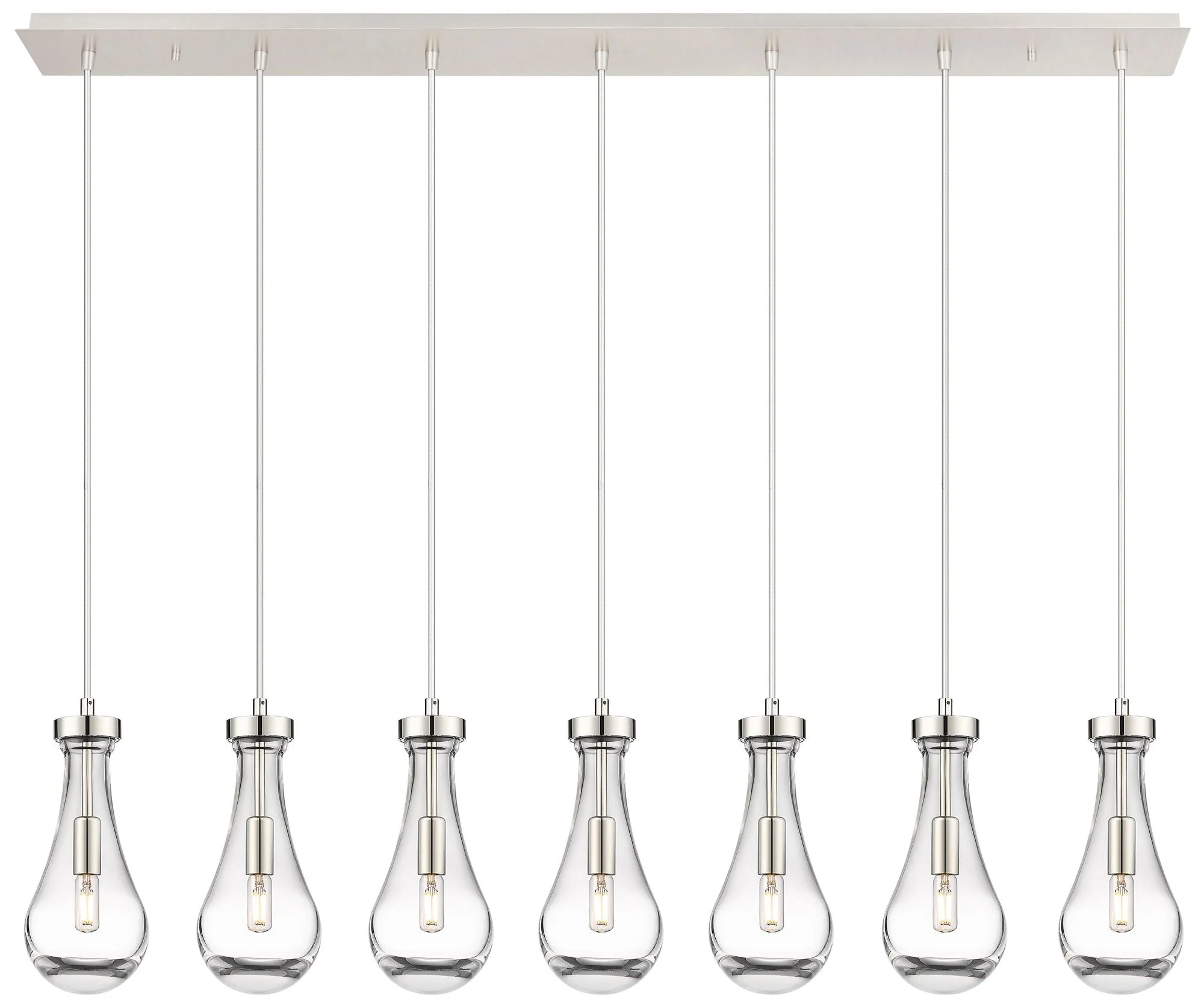 Owego 48.88" Wide 7 Light Brushed Brass Linear Pendant With Clear Shad - Image 1