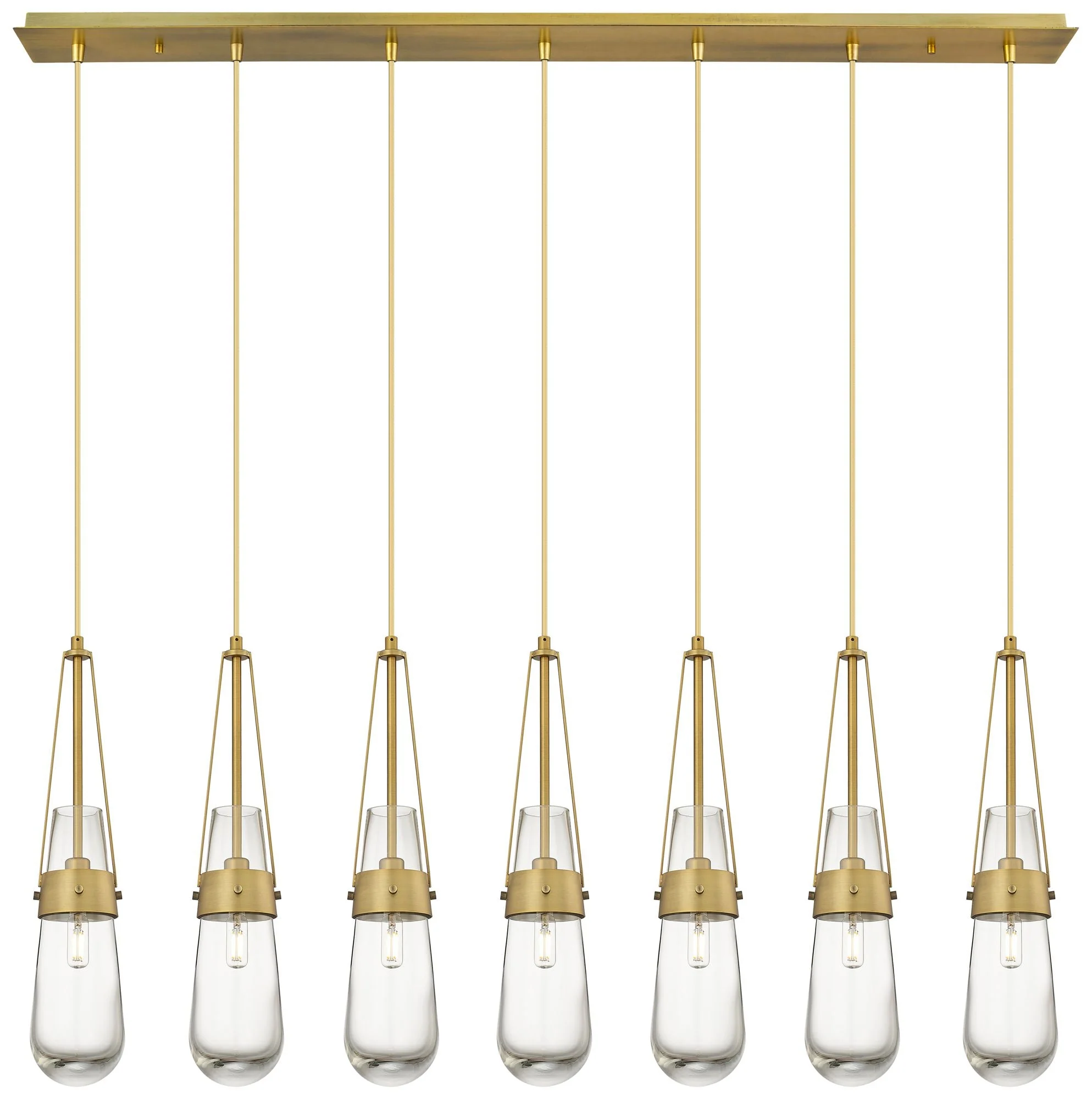 Owego 48.88" Wide 7 Light Matte Black Linear Pendant With Clear Shade - Image 1