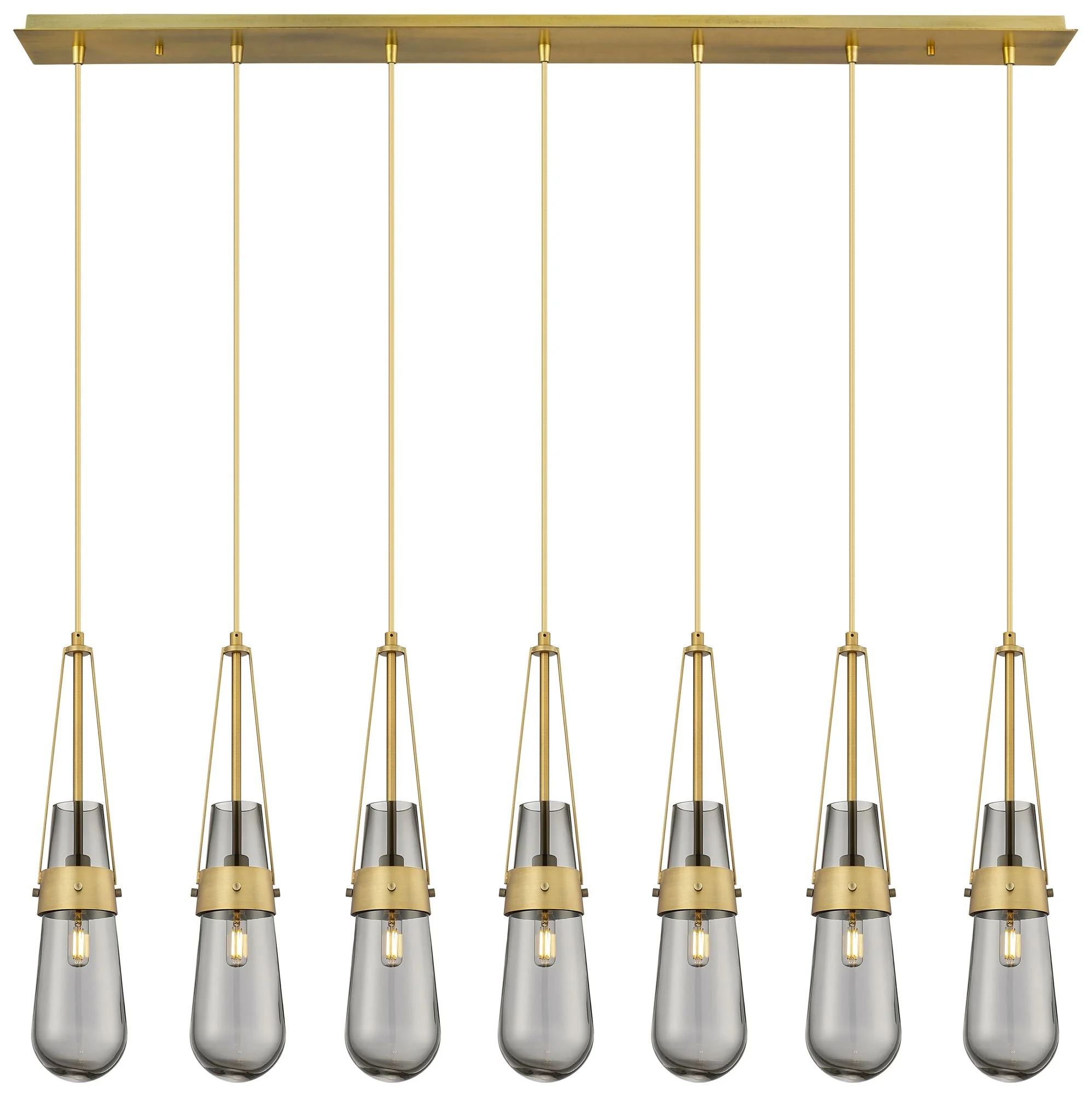 Owego 48.88" Wide 7 Light Matte Black Linear Pendant With Light Smoke - Image 1