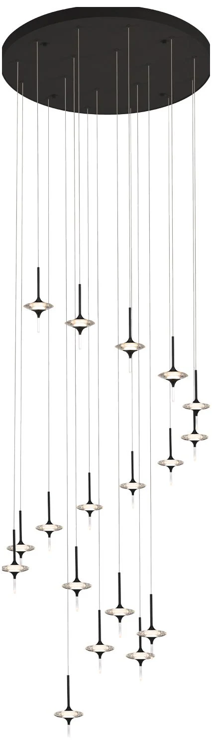 PageOne Lighting Light-Year 31.5" 18-Head Black Crystal LED Pendant - Image 1
