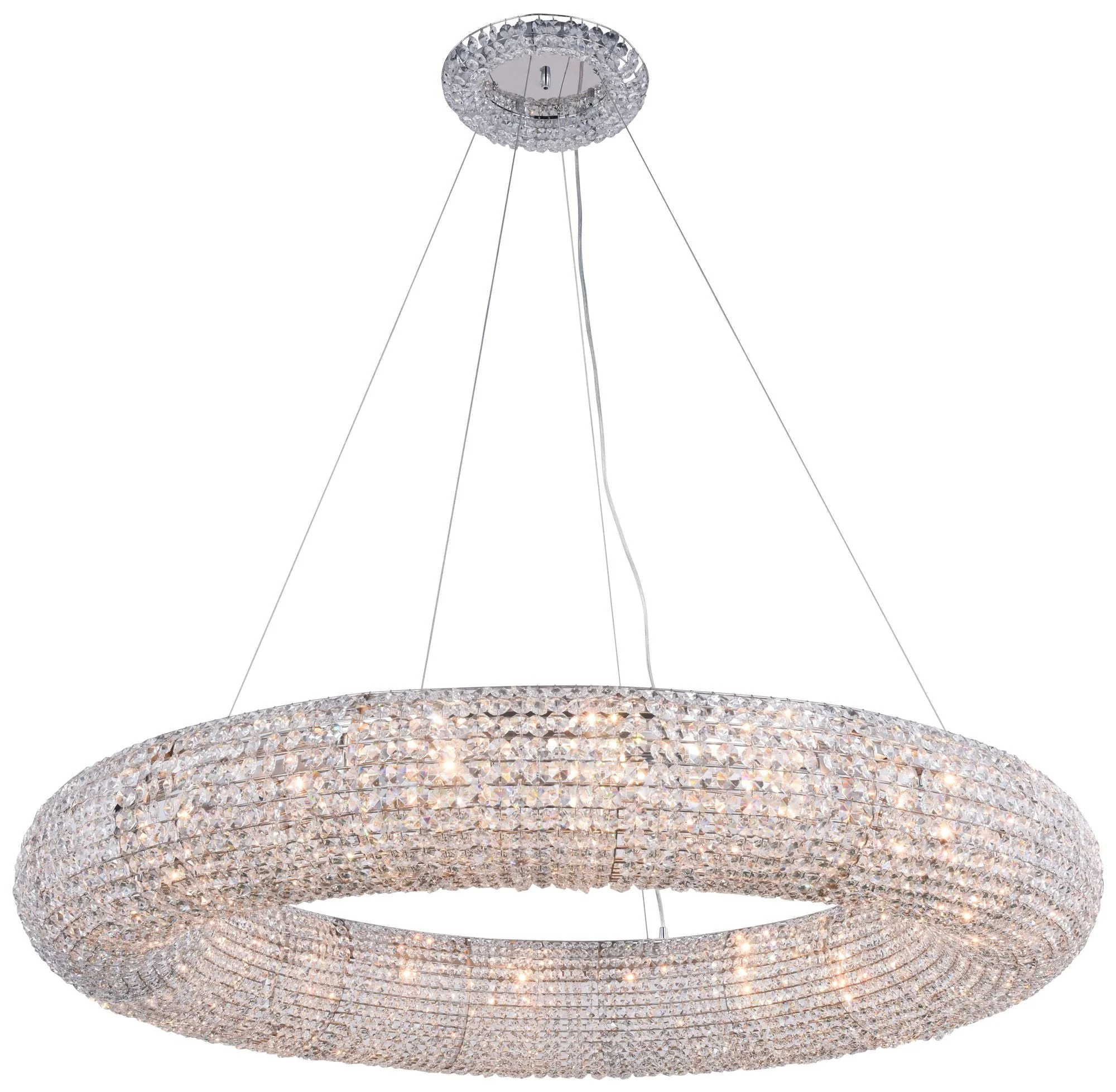 Paris 52" Wide Chrome and Crystal Ring Chandelier - Image 1