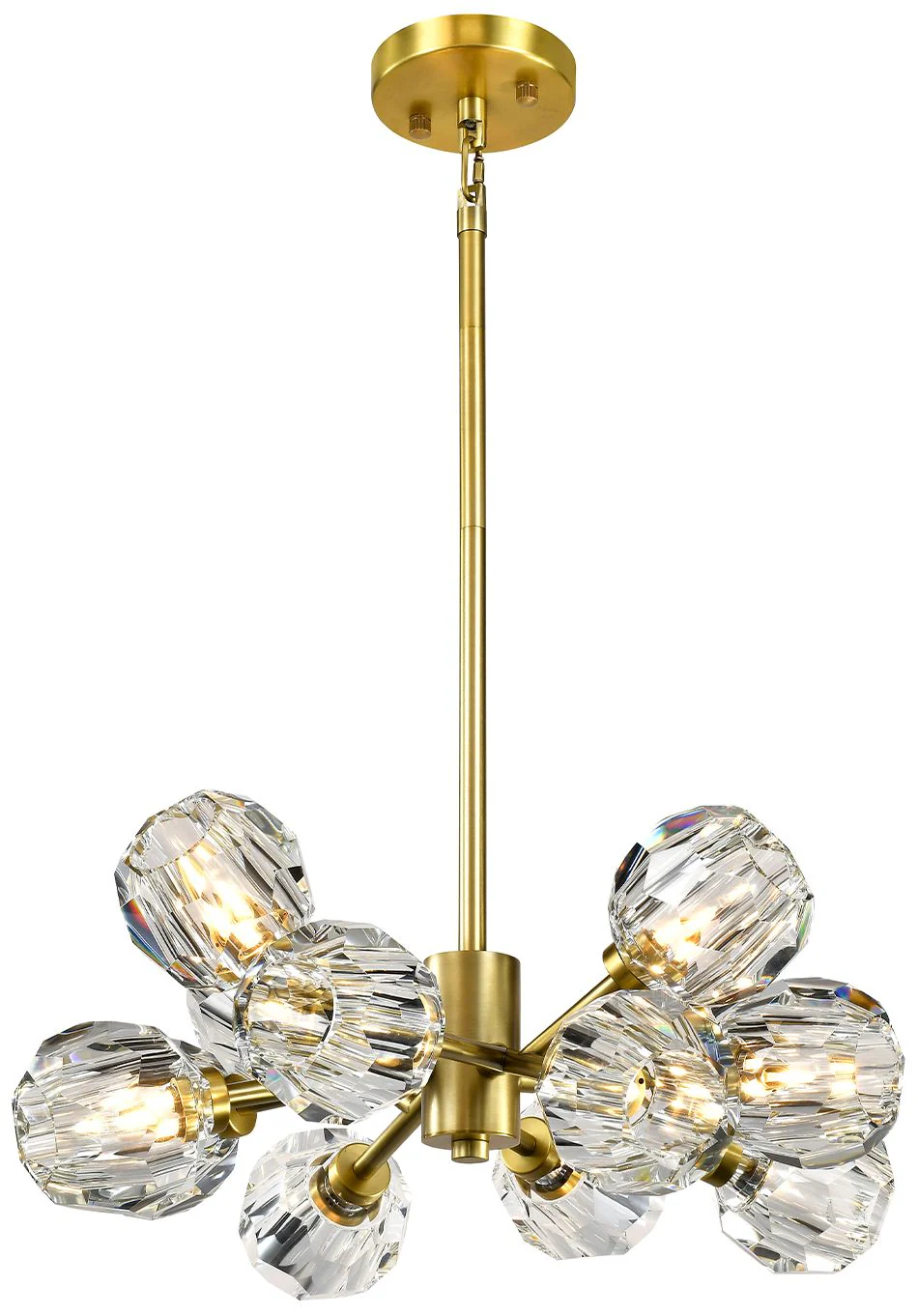 Parisian 12-Light 24 Inch Modern Sputnik Aged Brass Crystal Chandelier - Image 1