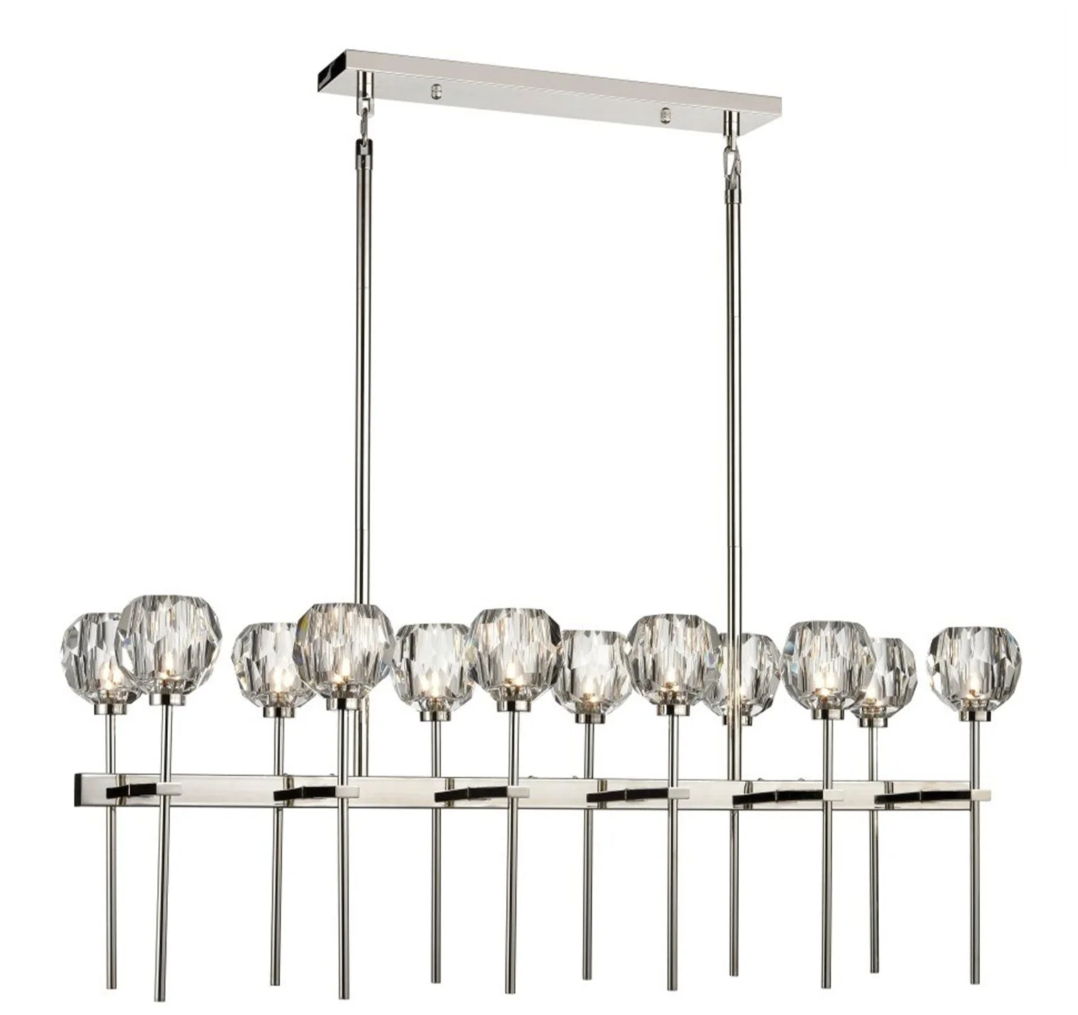 Parisian 12-Light 48 Inch Linear Polished Nickel Crystal Chandelier - Image 1