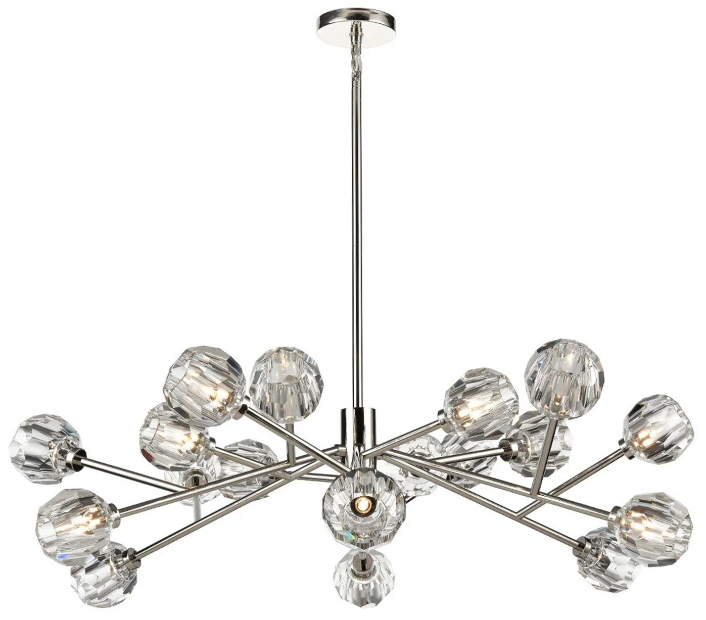 Parisian 18-Light 48 Inch Modern Sputnik Polished Nickel Crystal Chandelier - Image 1