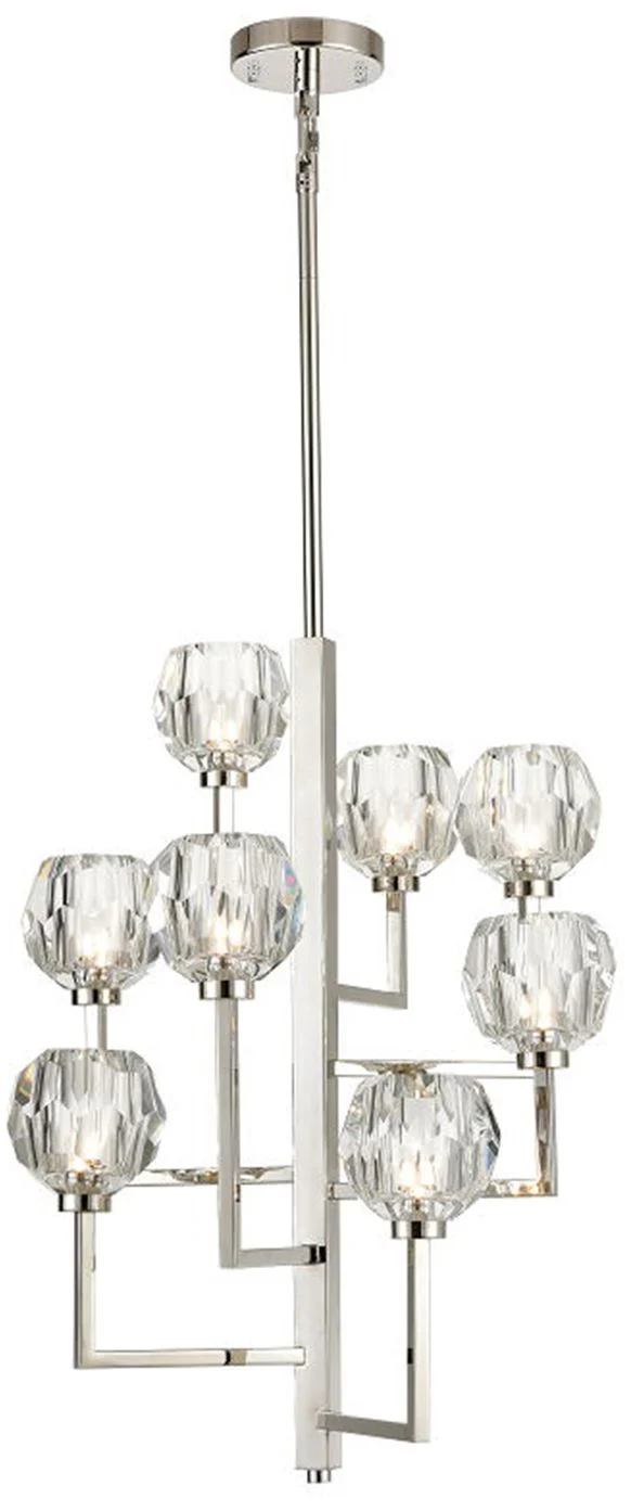 Parisian 8-Light 20 Inch Vertical Polished Nickel Crystal Chandelier - Image 1