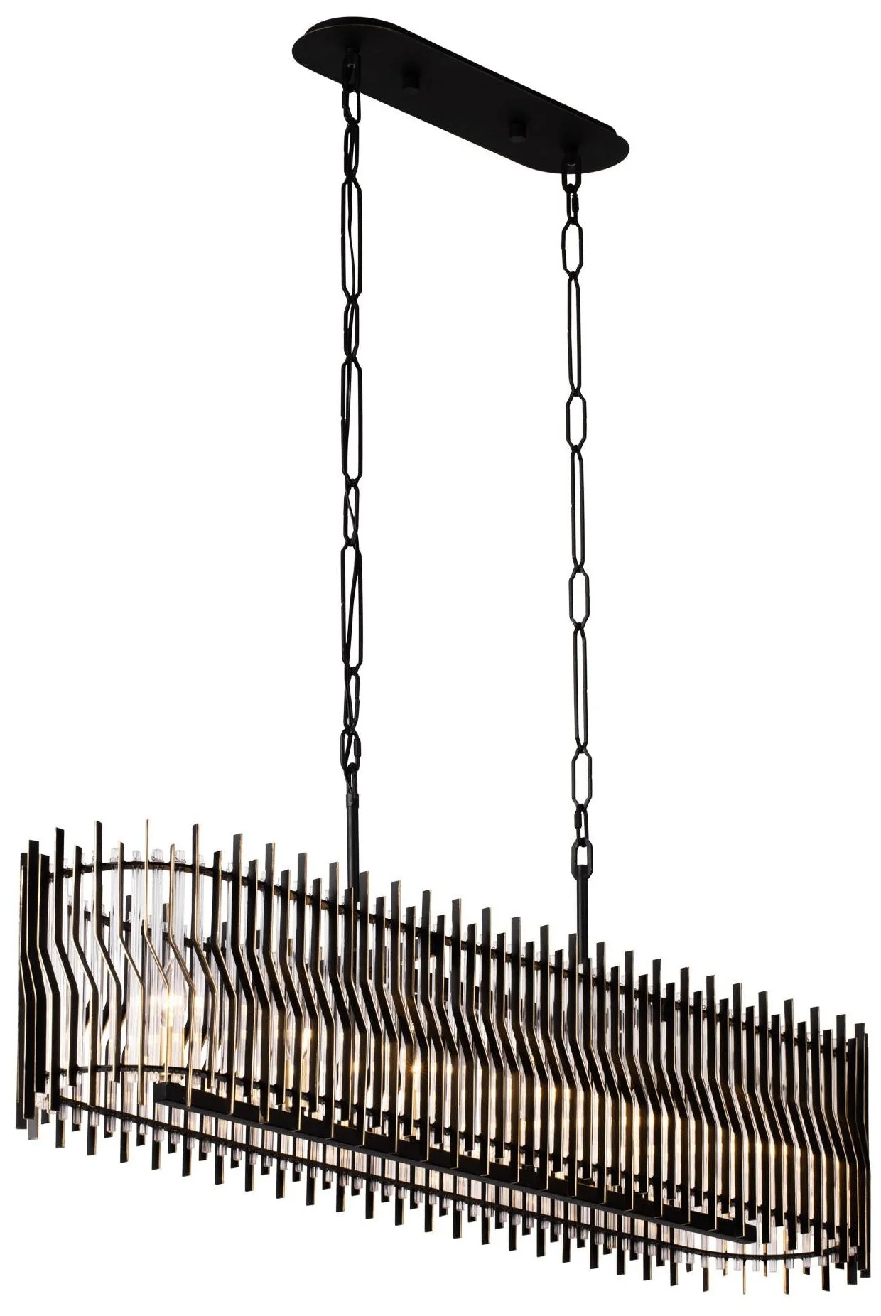 Park Row 6-Lt Linear Pendant - Matte Black/French Gold - Image 1