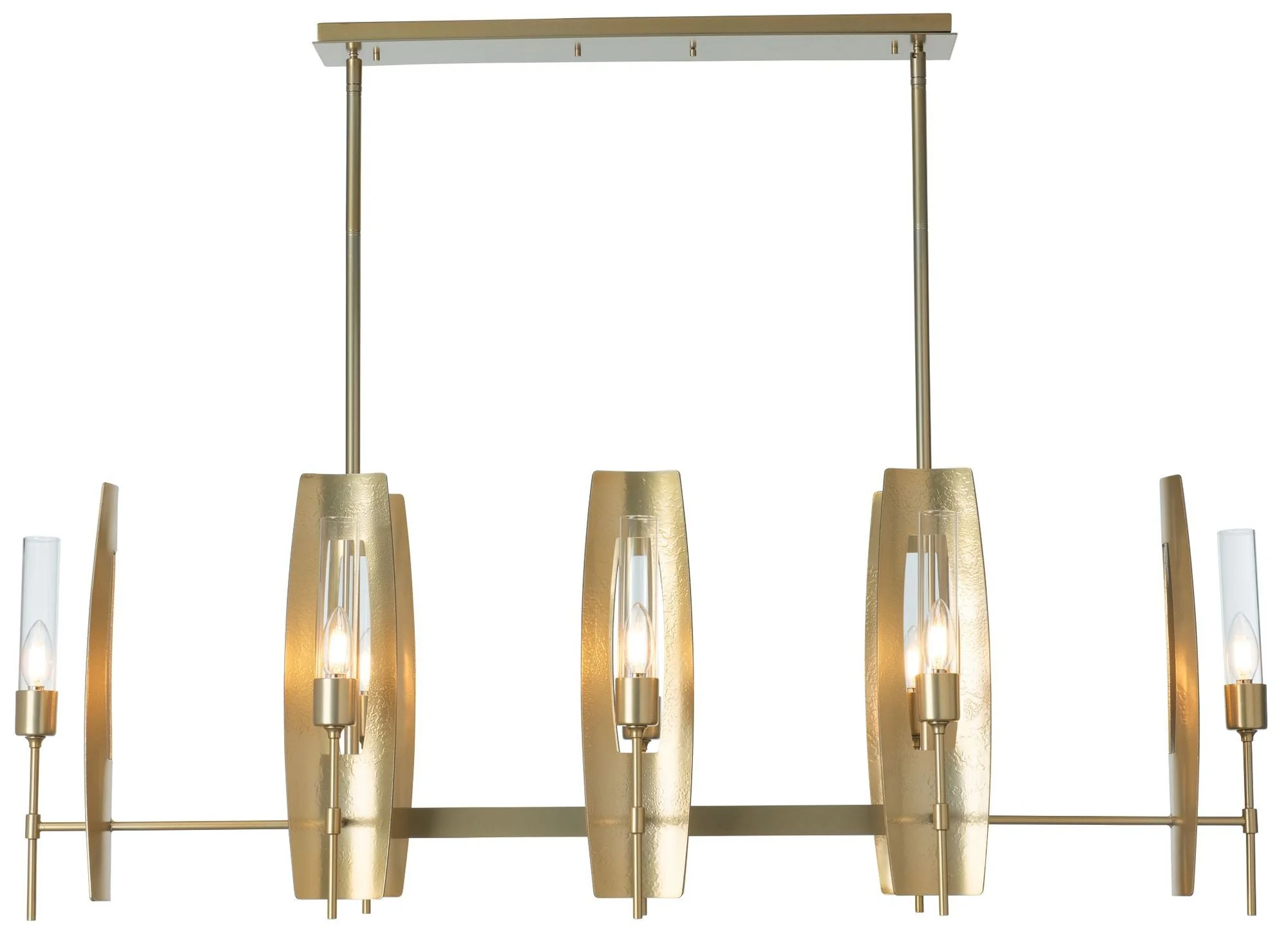 Passage 52.1" Wide 8-Light Modern Brass Pendant With Clear Glass Shade - Image 1