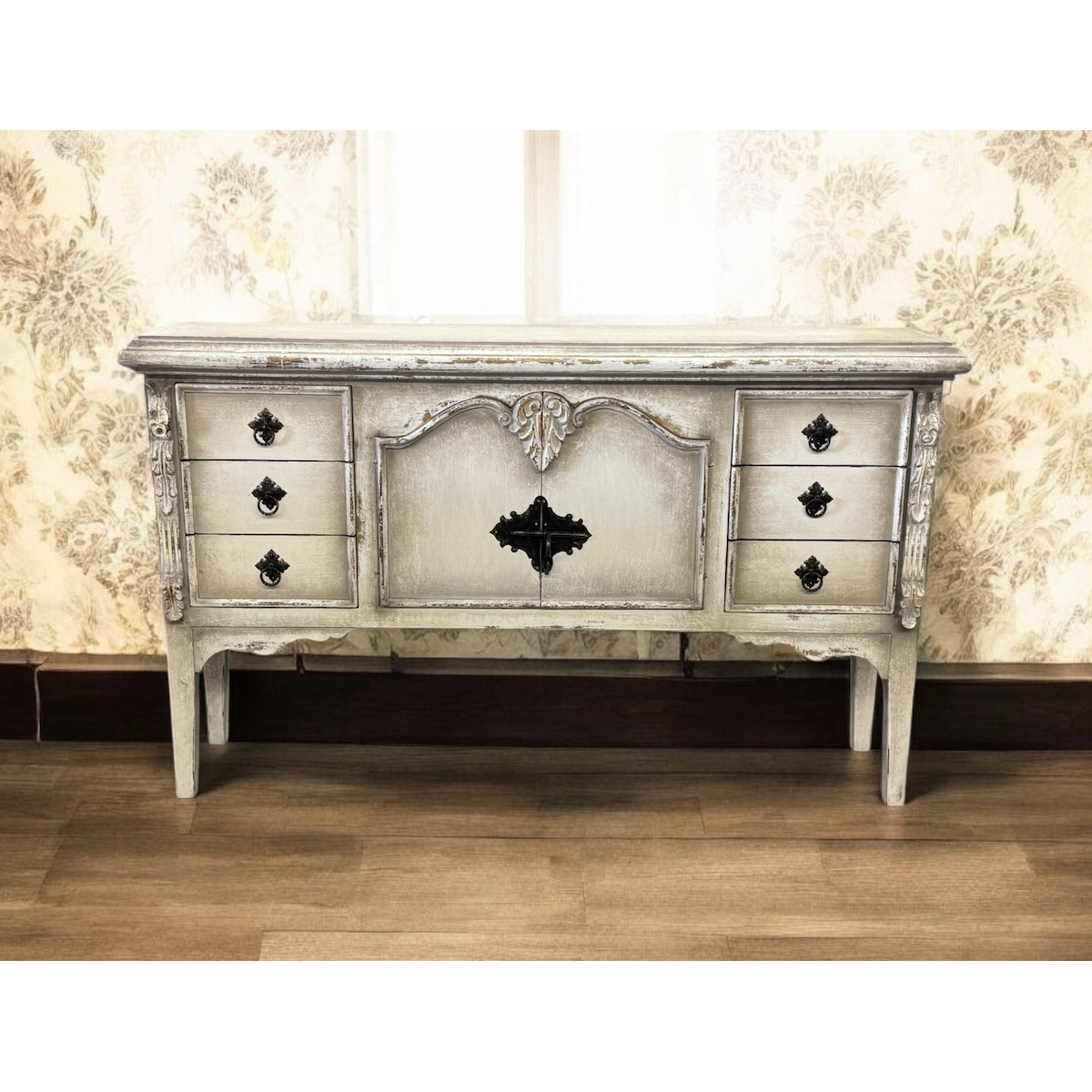 Casa Bonita Peruvian Hand-Painted Carved Wood Patona Console Table - Image 1