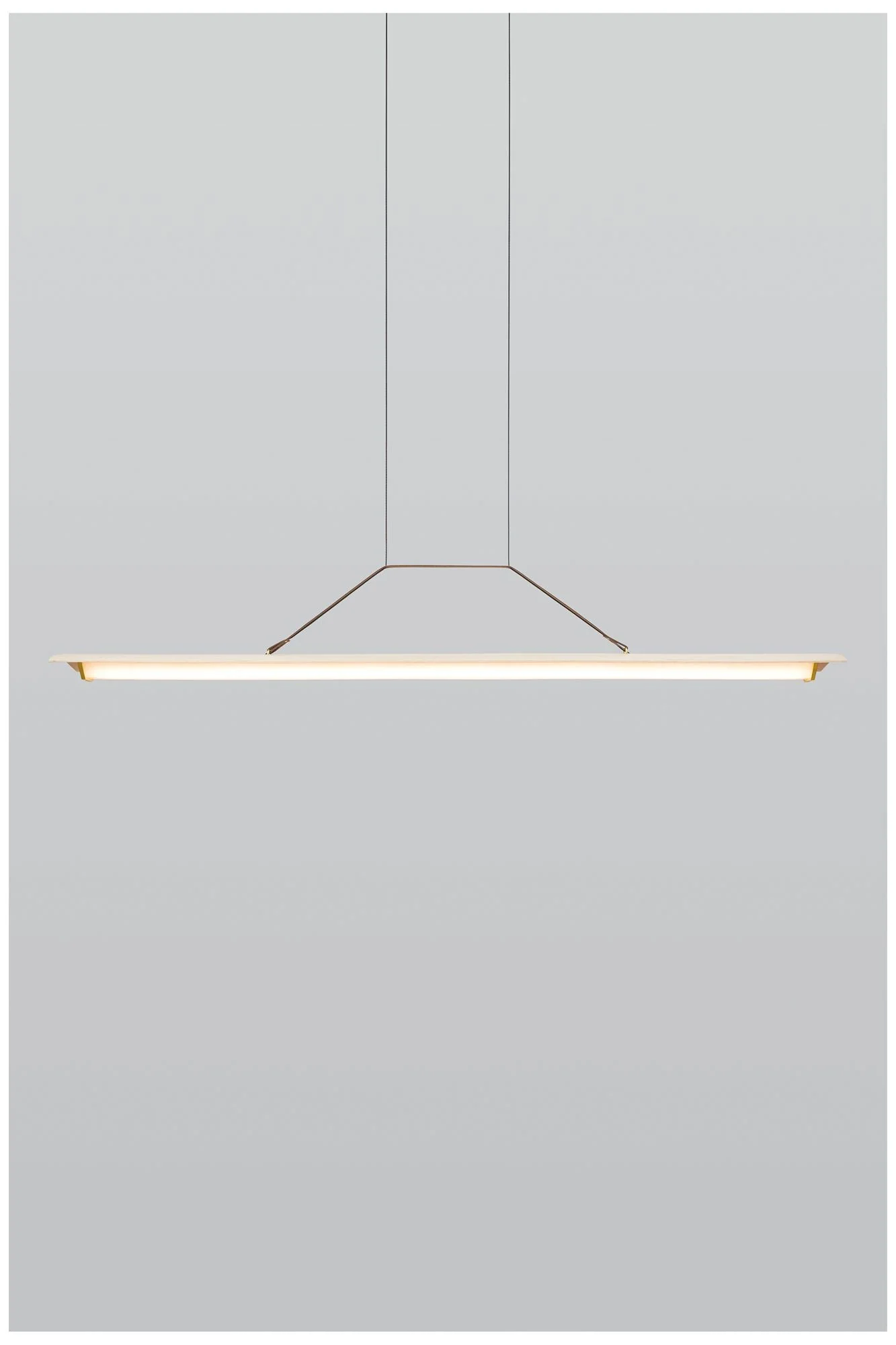 Penna 64.5" Brushed Brass & White Washed Oak 3500K LED Pendant - Image 1
