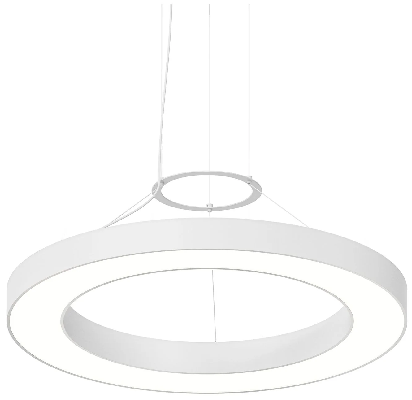 Pi 30" Wide Satin White 3000K LED Round Ring Pendant - Image 1