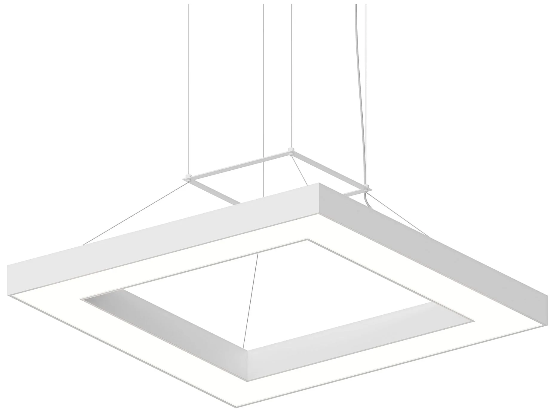Pi 30" Wide Satin White 3000K LED Square Ring Pendant - Image 1