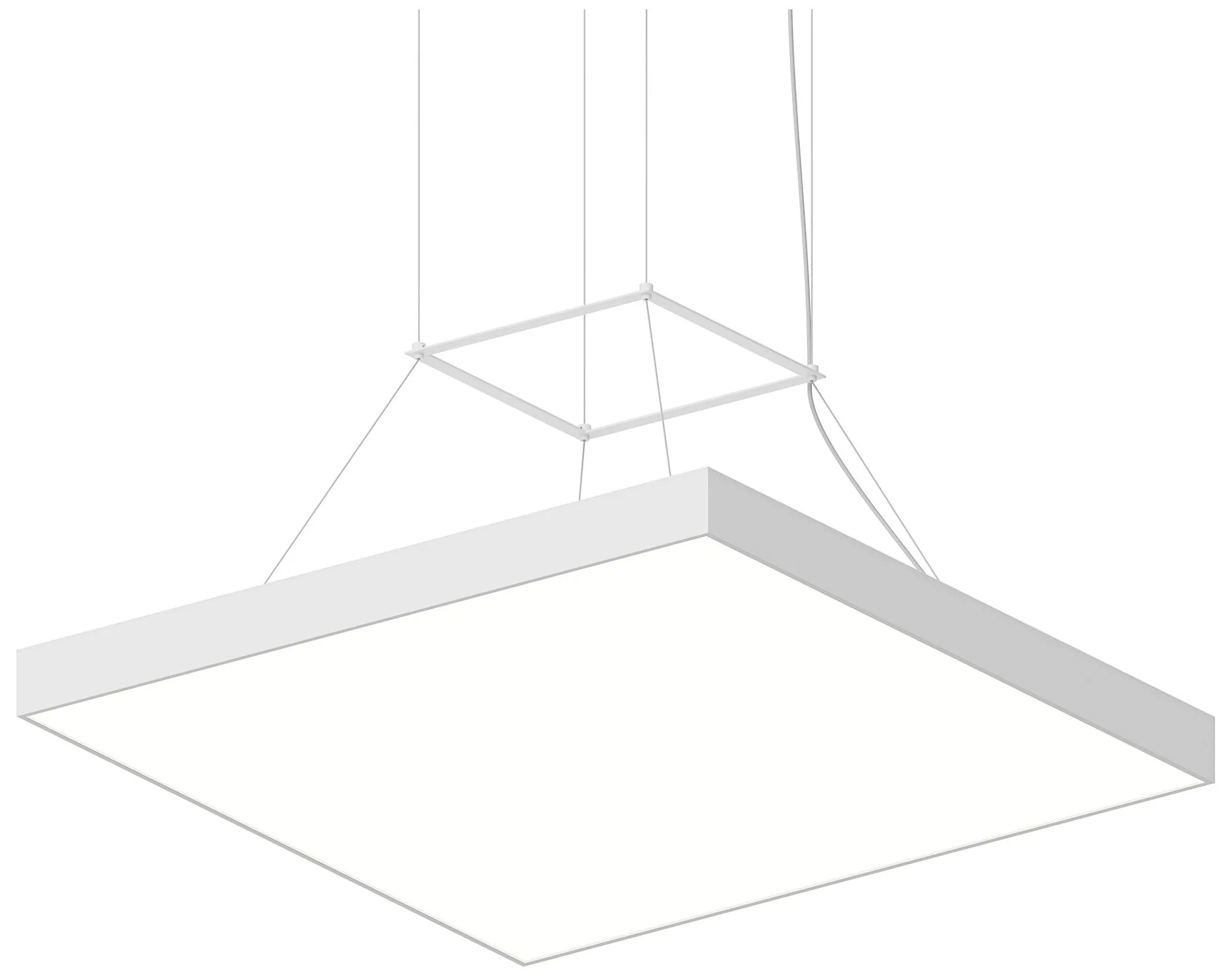Pi 30" Wide Satin White 3500K LED Square Pendant - Image 1